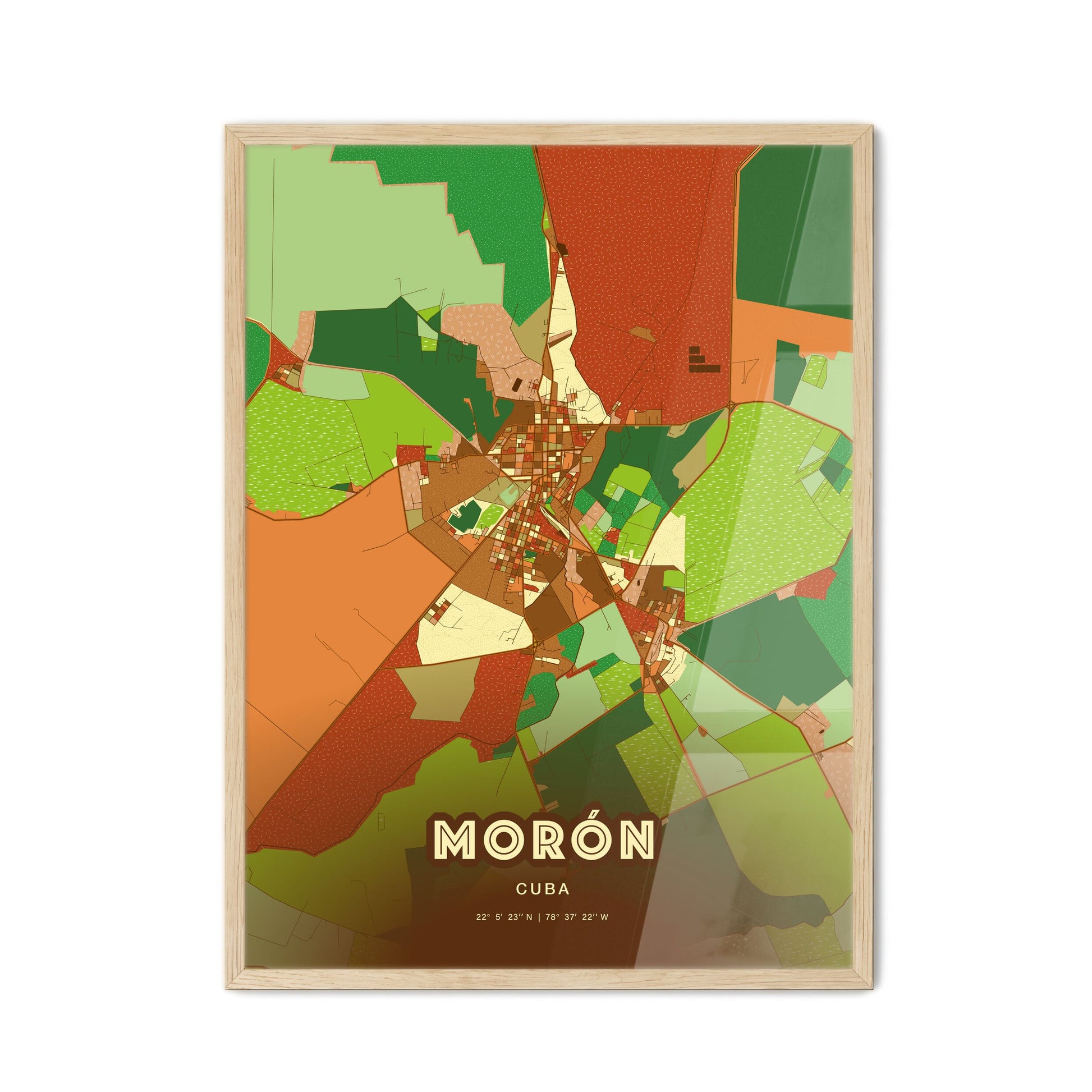 Colorful MORÓN CUBA Fine Art Map Farmhouse