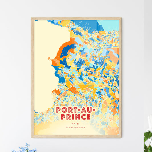 Colorful PORT-AU-PRINCE HAITI Fine Art Map Blue Orange