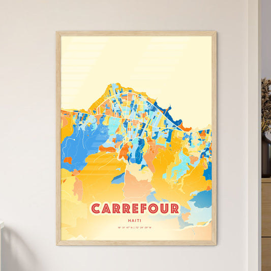 Colorful CARREFOUR HAITI Fine Art Map Blue Orange