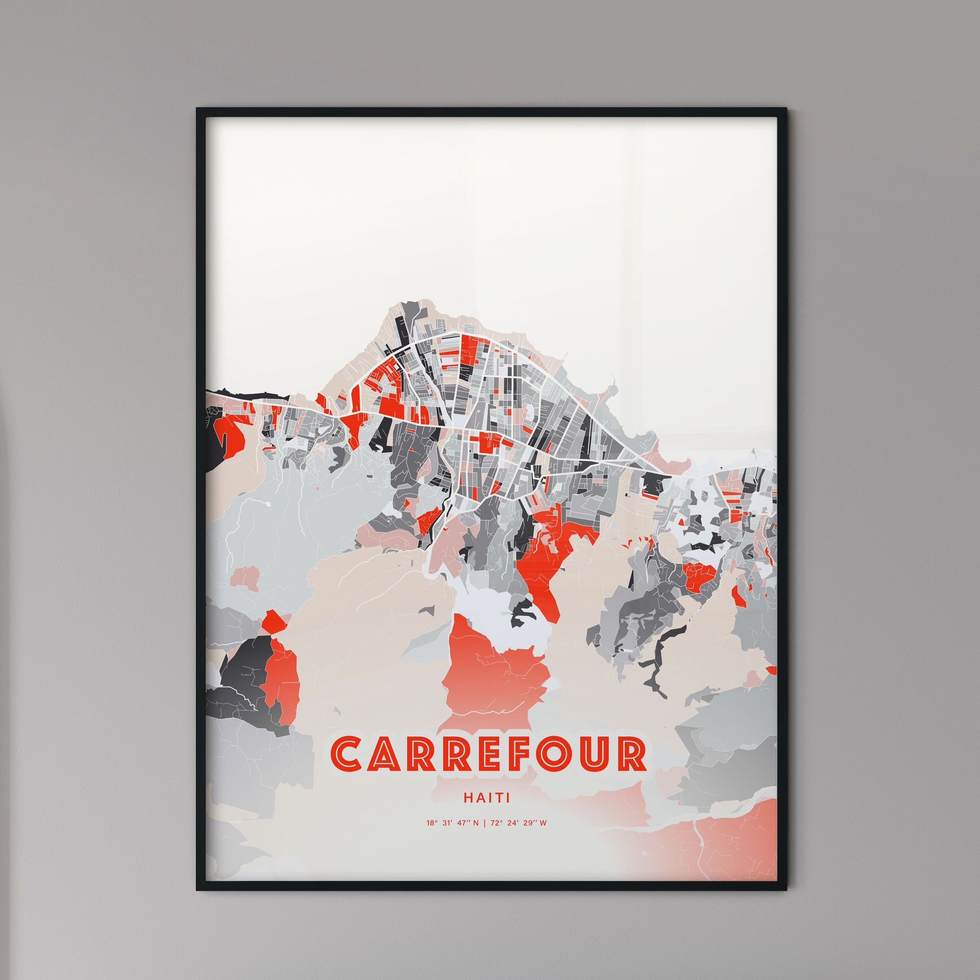 Colorful CARREFOUR HAITI Fine Art Map Modern