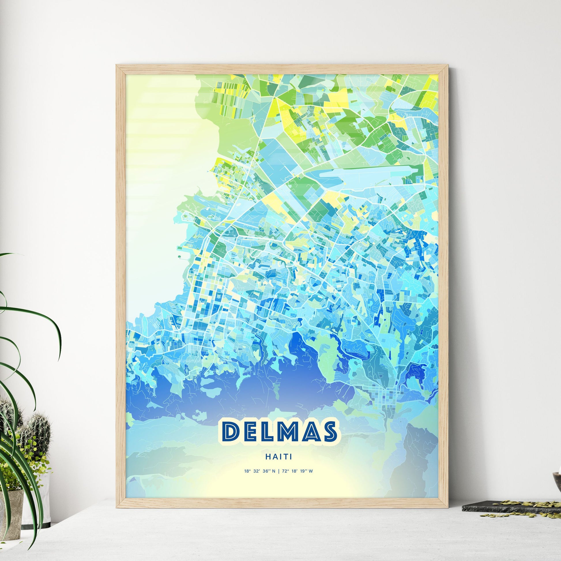 Colorful DELMAS HAITI Fine Art Map Cool Blue