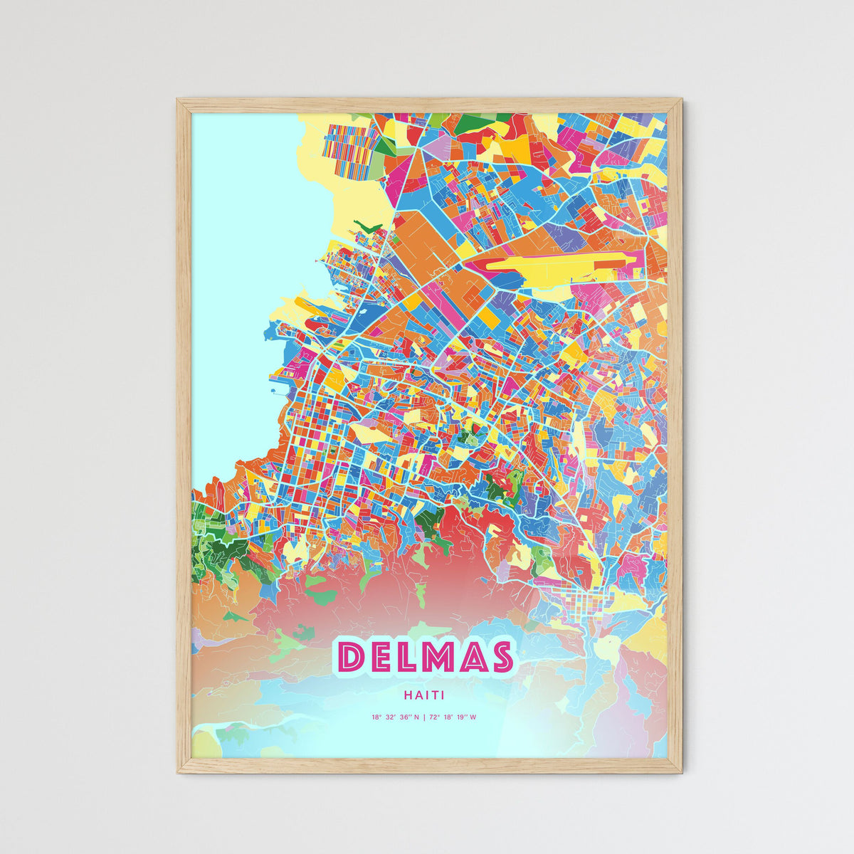 Colorful DELMAS HAITI Fine Art Map Crazy Colors