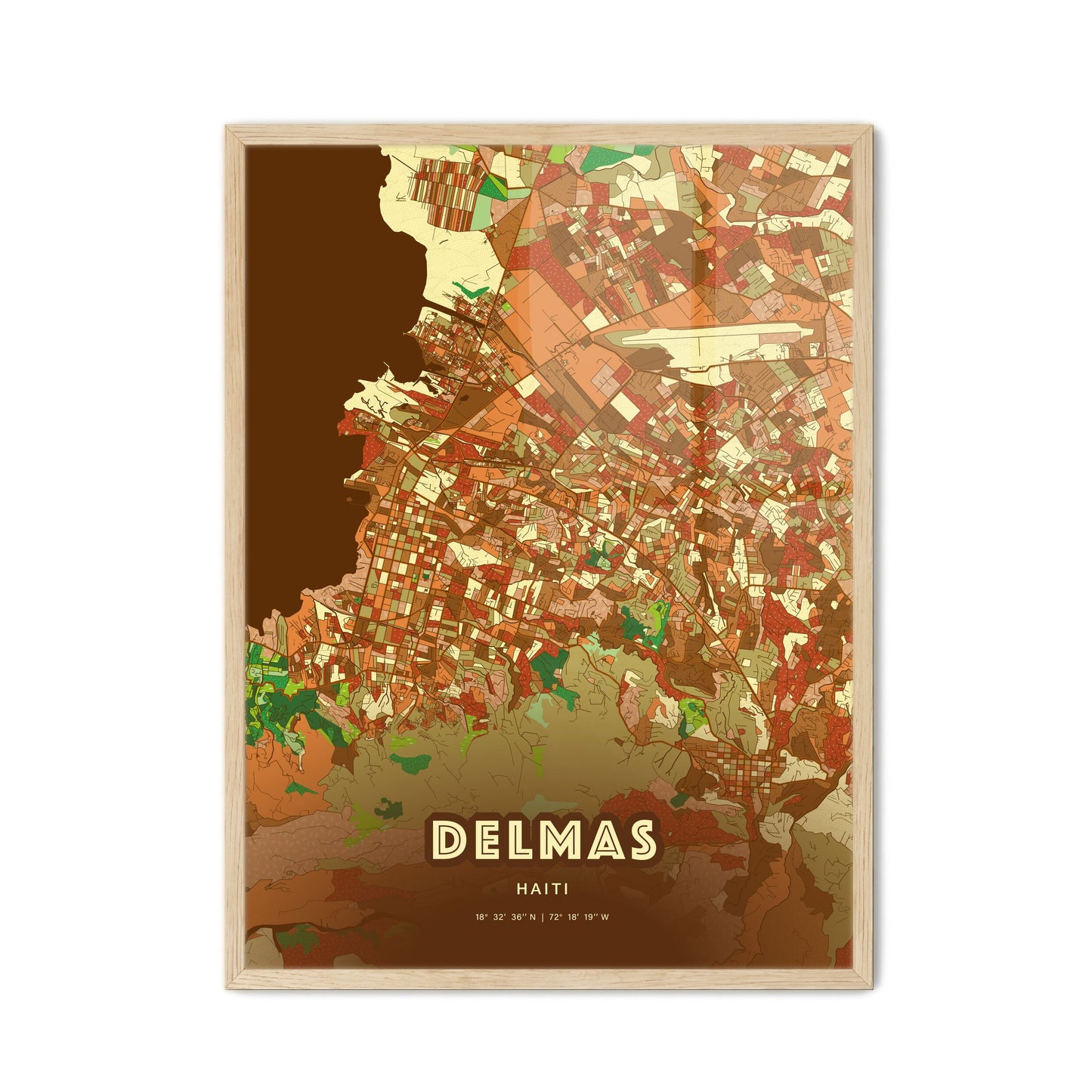 Colorful DELMAS HAITI Fine Art Map Farmhouse