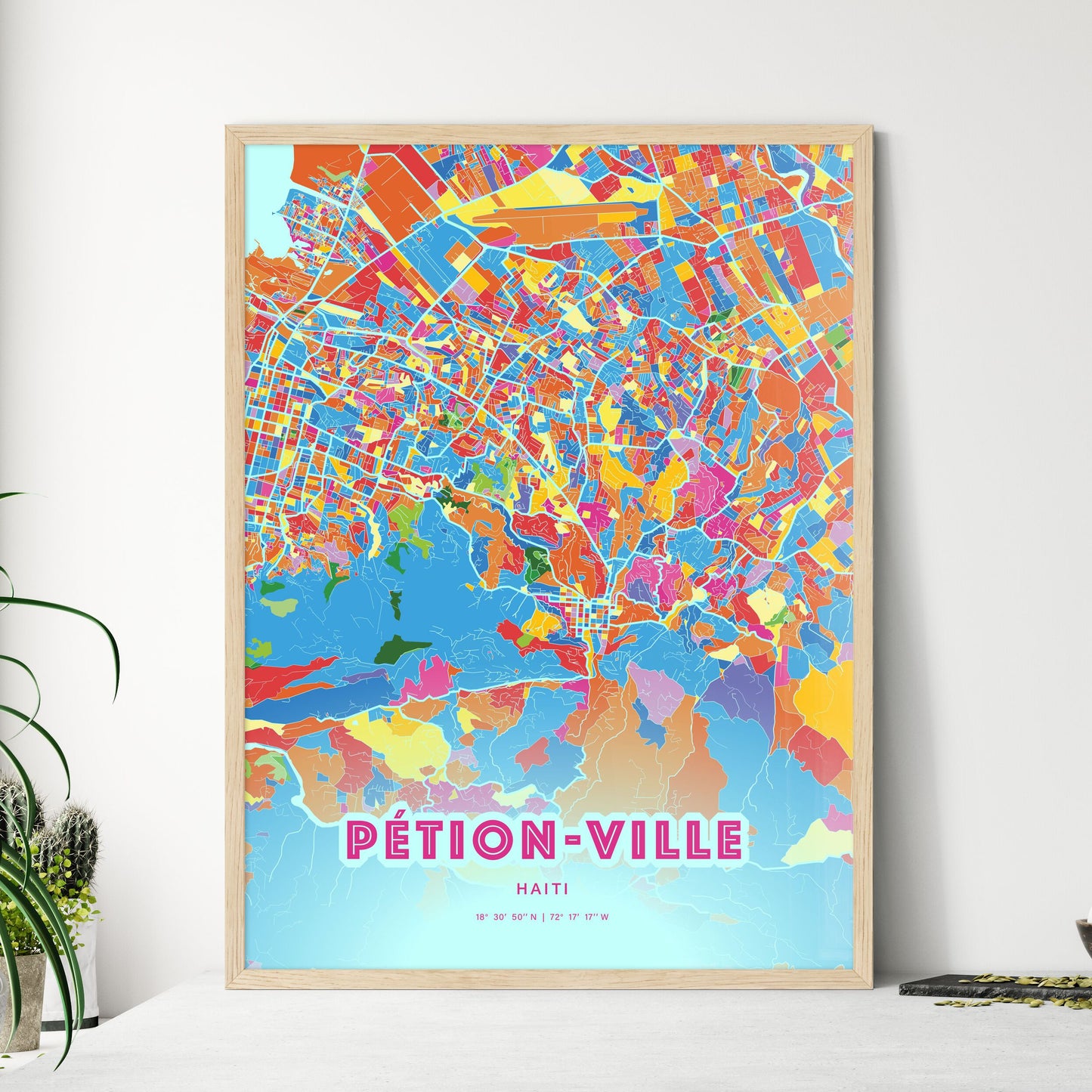 Colorful PÉTION-VILLE HAITI Fine Art Map Crazy Colors