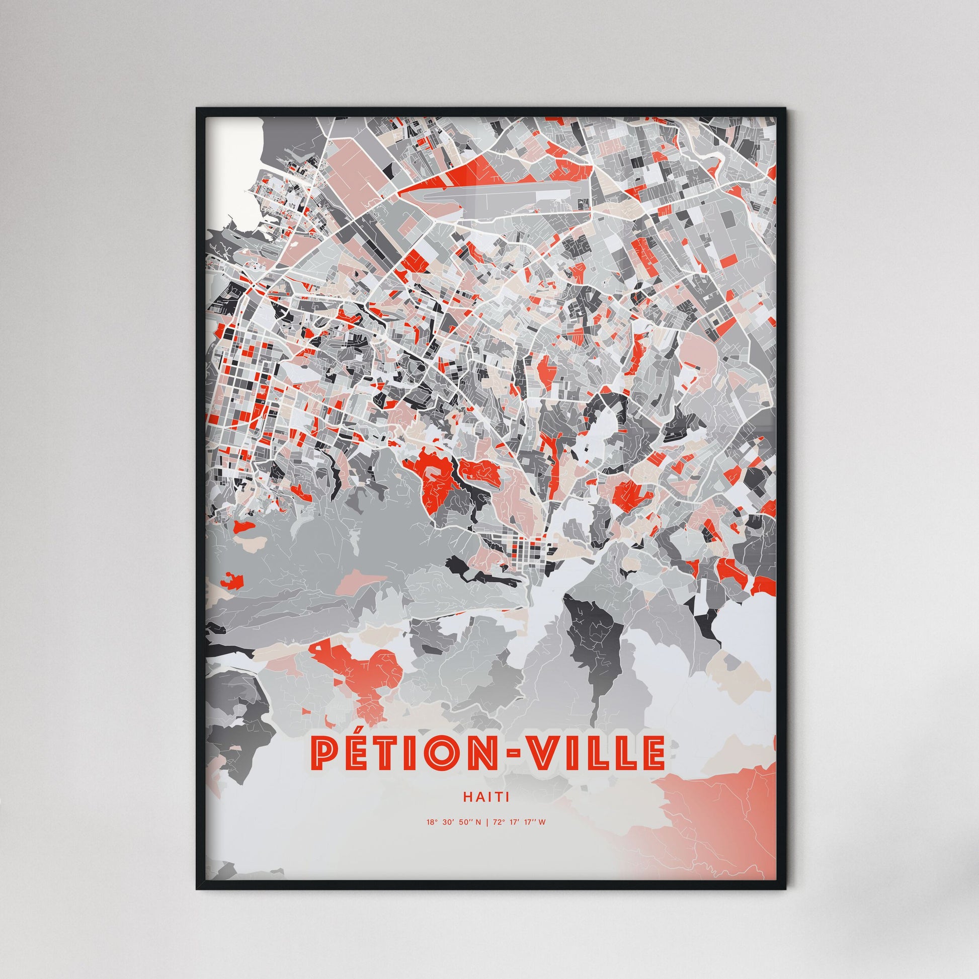 Colorful PÉTION-VILLE HAITI Fine Art Map Modern