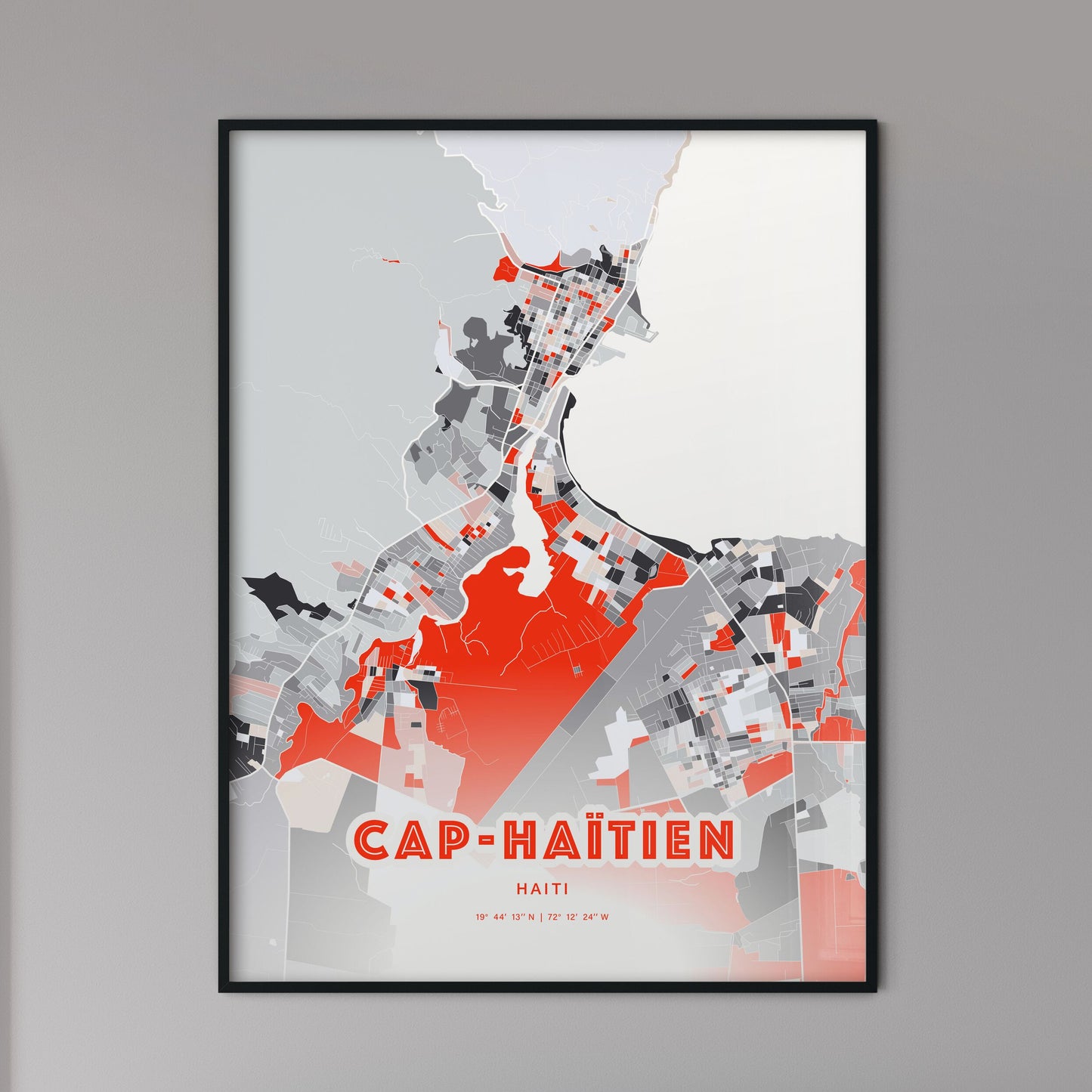 Colorful CAP-HAÏTIEN HAITI Fine Art Map Modern