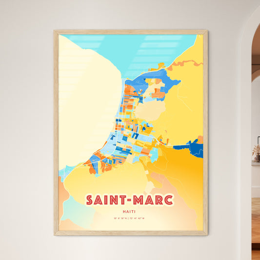 Colorful SAINT-MARC HAITI Fine Art Map Blue Orange
