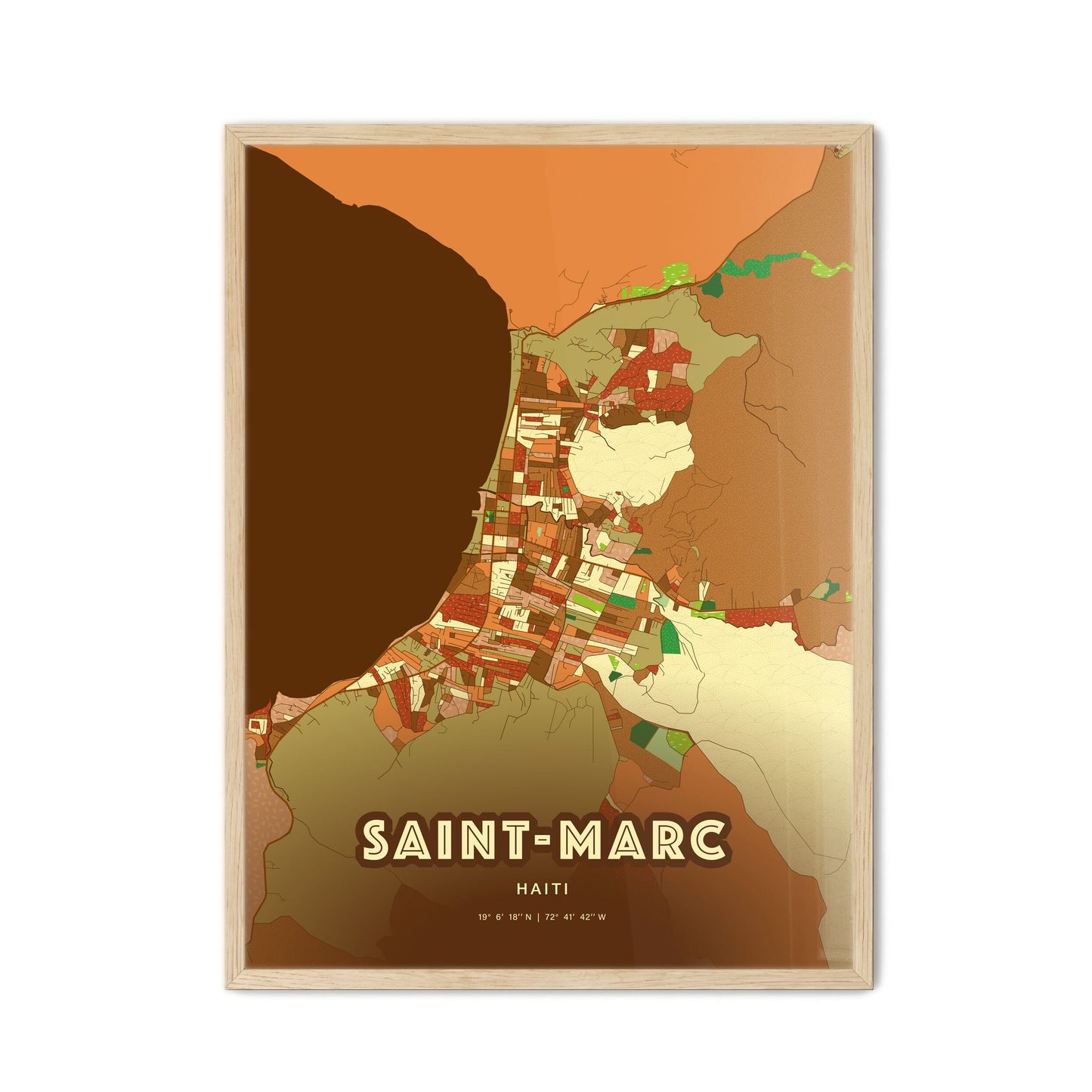 Colorful SAINT-MARC HAITI Fine Art Map Farmhouse