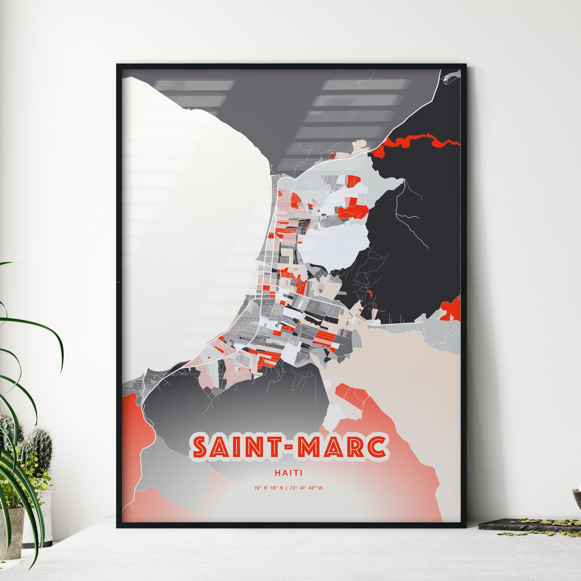 Colorful SAINT-MARC HAITI Fine Art Map Modern