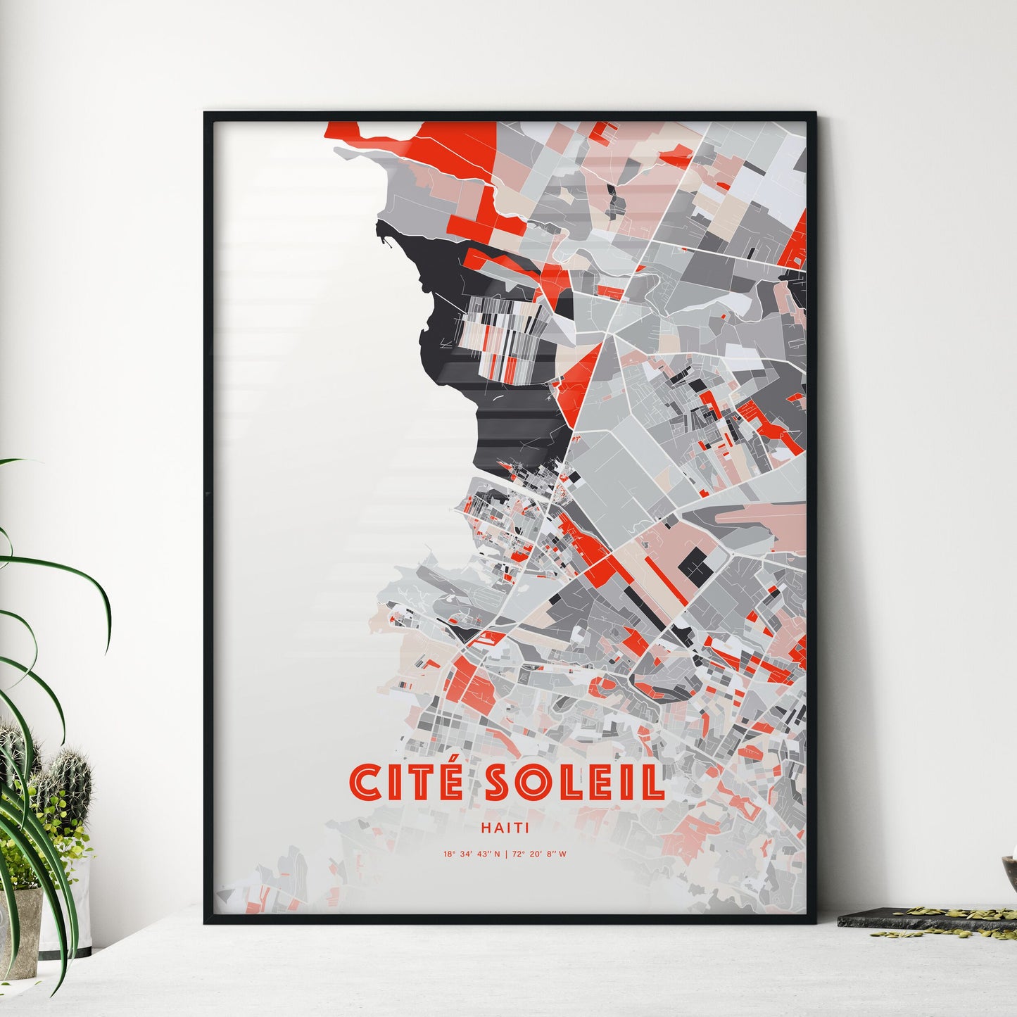 Colorful CITÉ SOLEIL HAITI Fine Art Map Modern