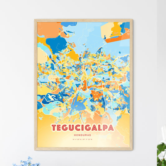 Colorful Tegucigalpa Honduras Fine Art Map Blue Orange