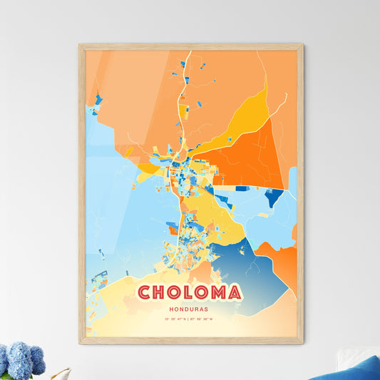 Colorful CHOLOMA HONDURAS Fine Art Map Blue Orange