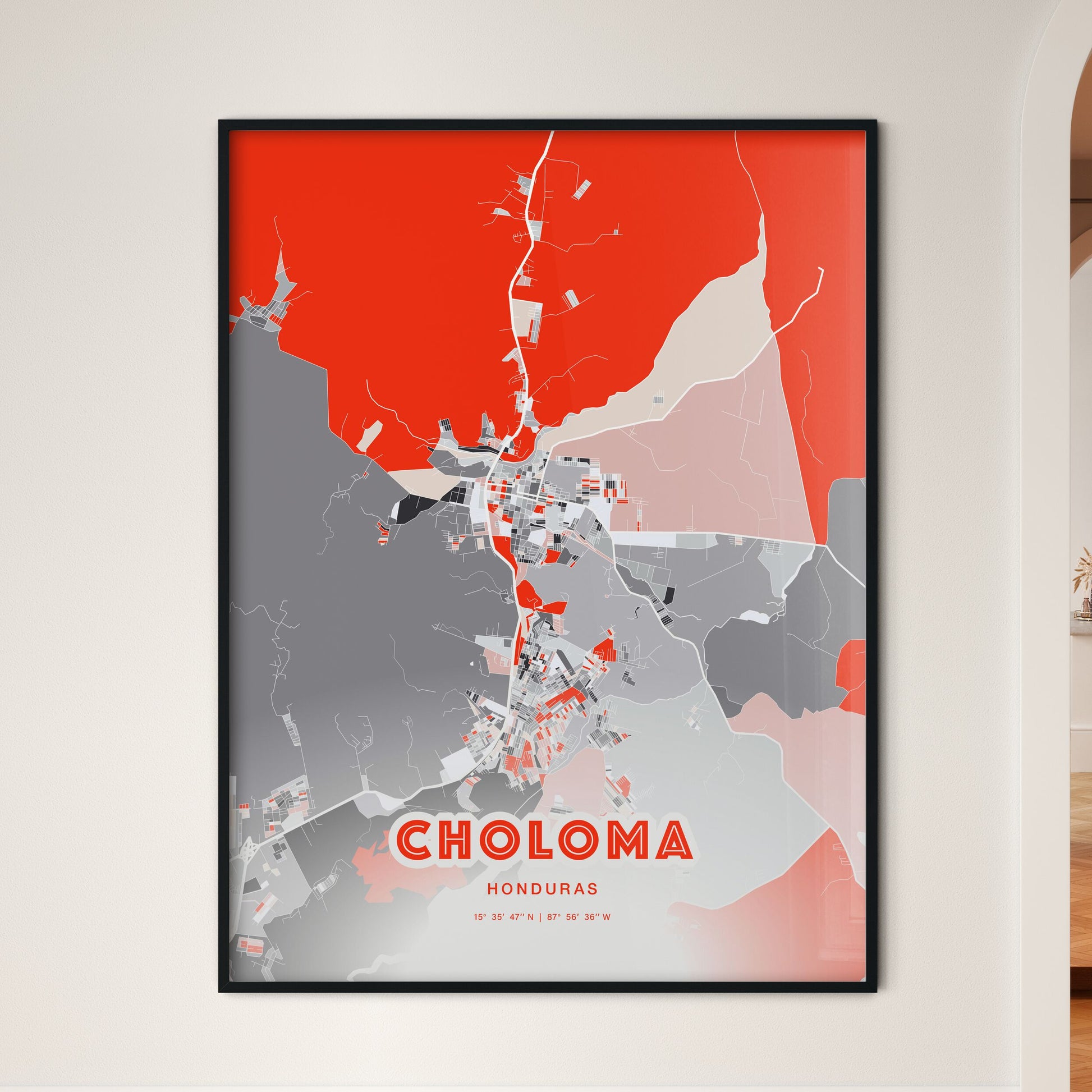 Colorful CHOLOMA HONDURAS Fine Art Map Modern