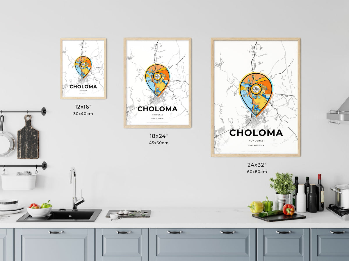 Choloma Honduras art map size chart