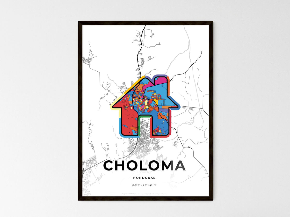 Choloma Honduras wedding art map with home icon