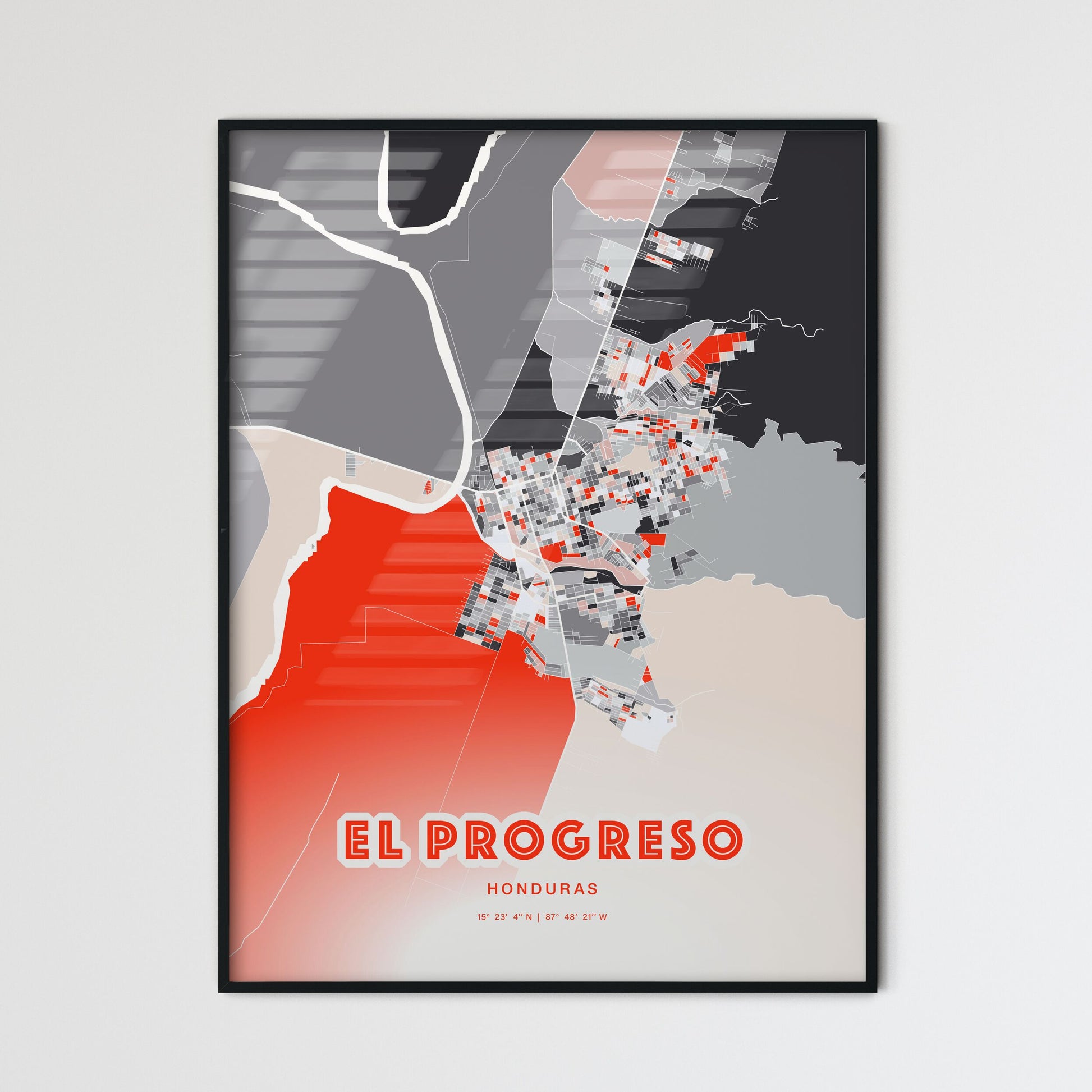 Colorful EL PROGRESO HONDURAS Fine Art Map Modern