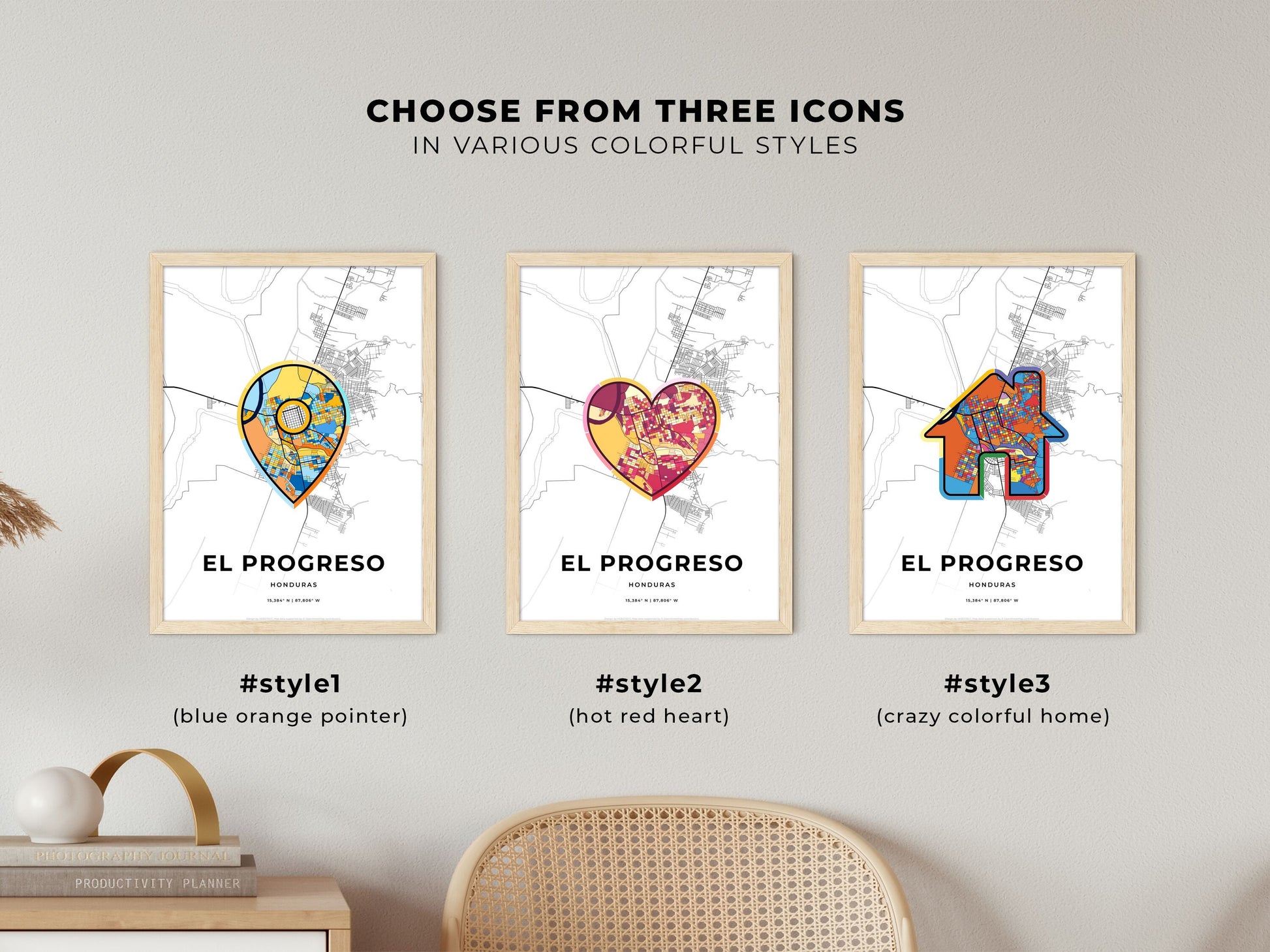 El Progreso Honduras maps with colorful icons