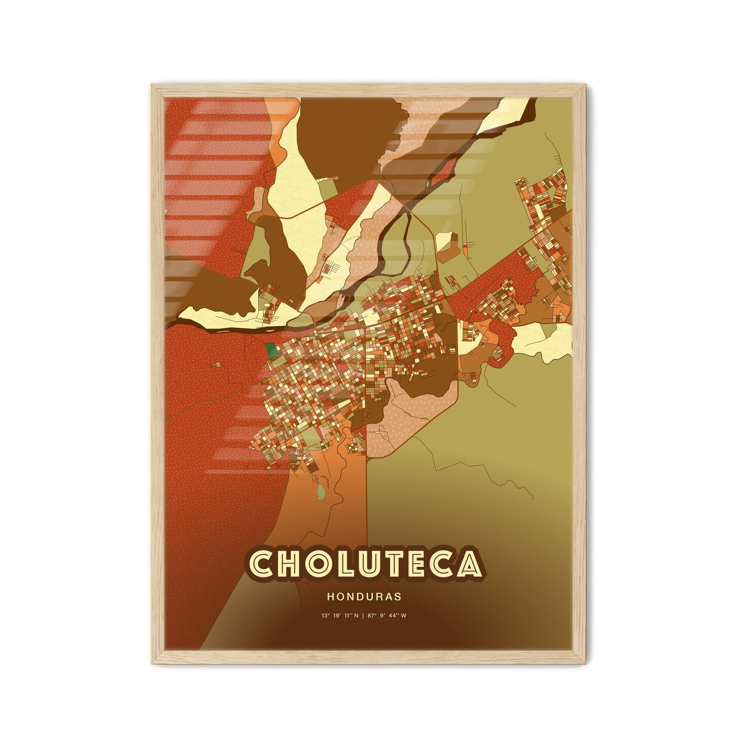 Colorful CHOLUTECA HONDURAS Fine Art Map Farmhouse