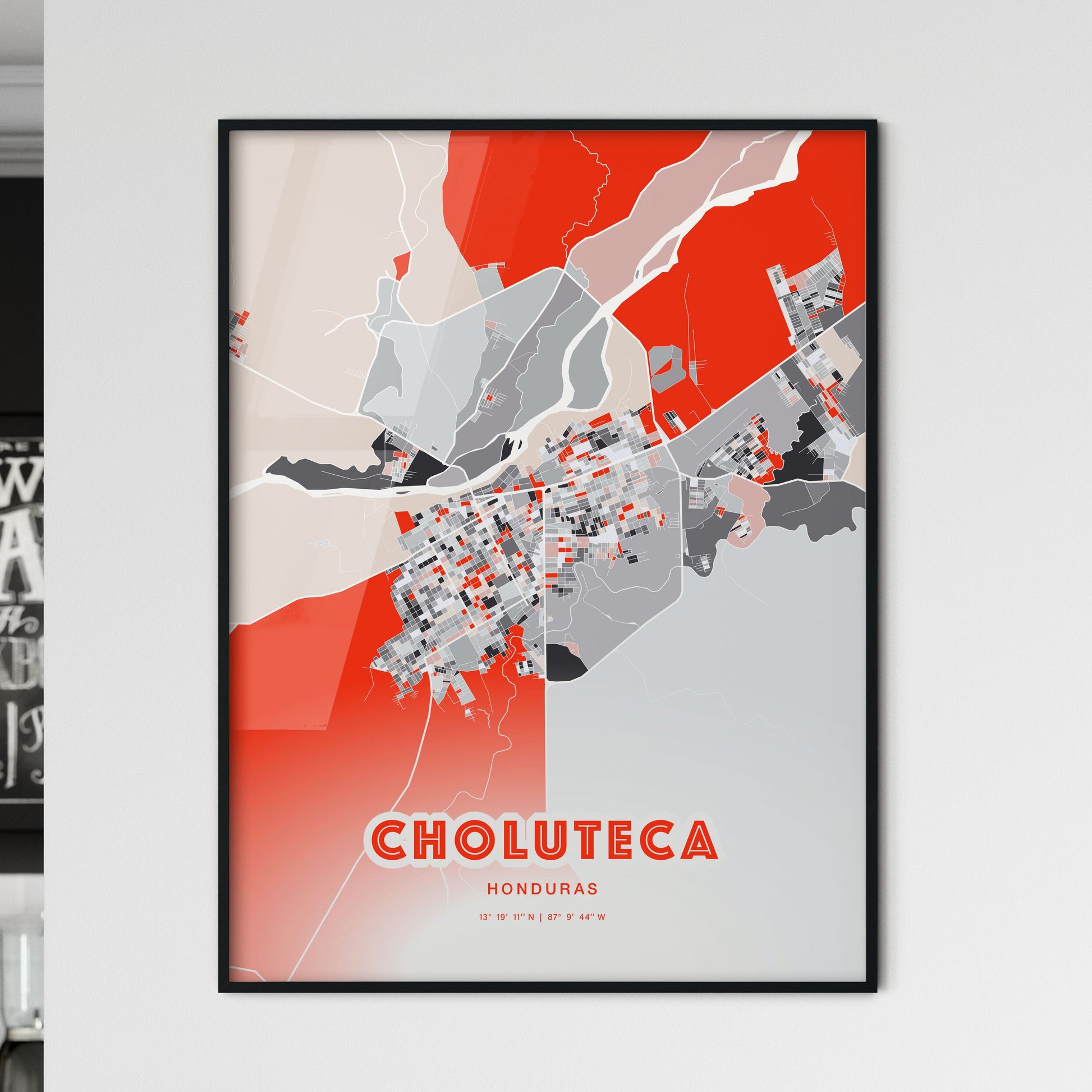 Colorful CHOLUTECA HONDURAS Fine Art Map Modern