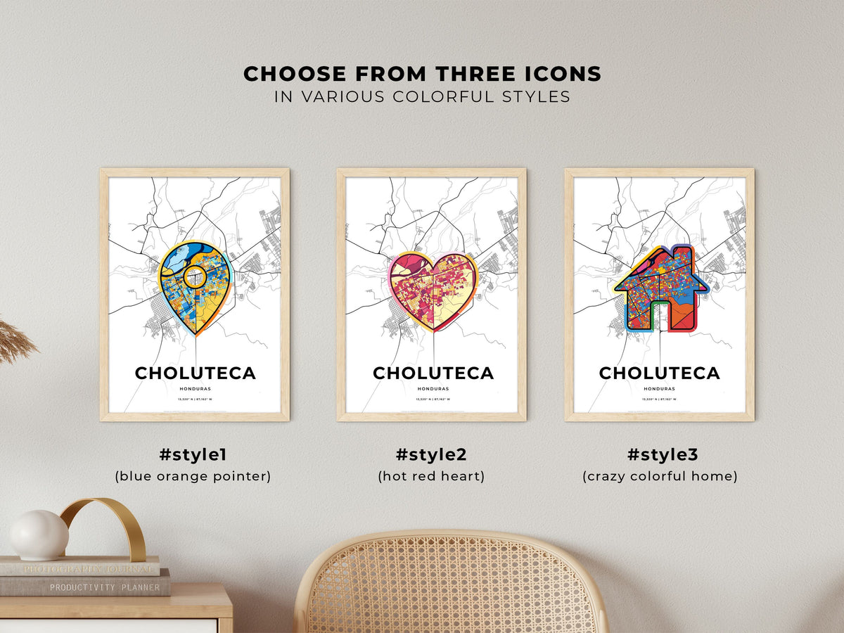 Choluteca Honduras maps with colorful icons