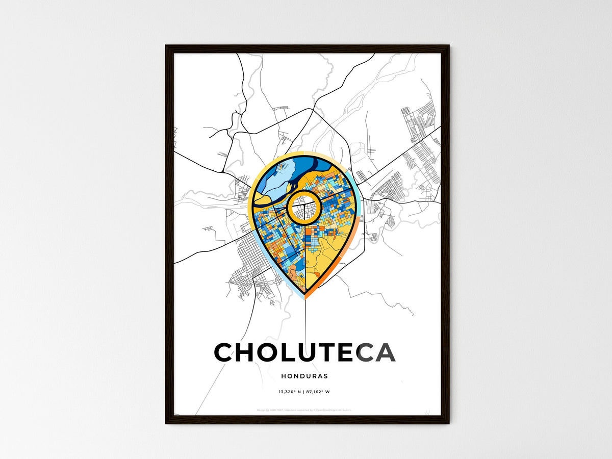 Choluteca Honduras wedding art map with pointer icon
