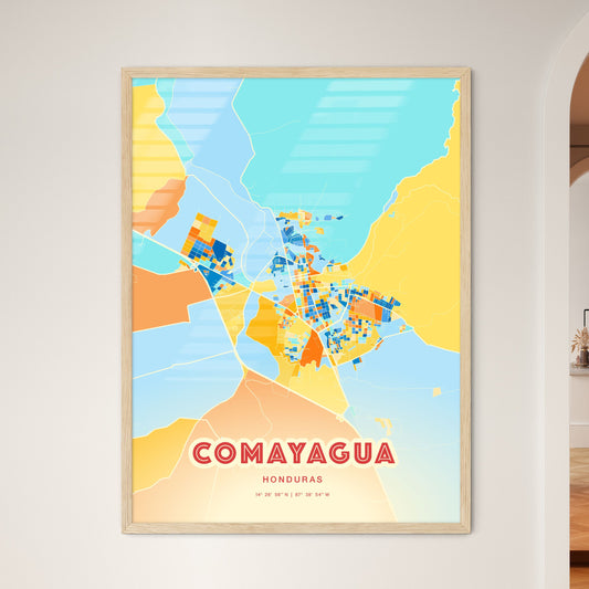 Colorful COMAYAGUA HONDURAS Fine Art Map Blue Orange