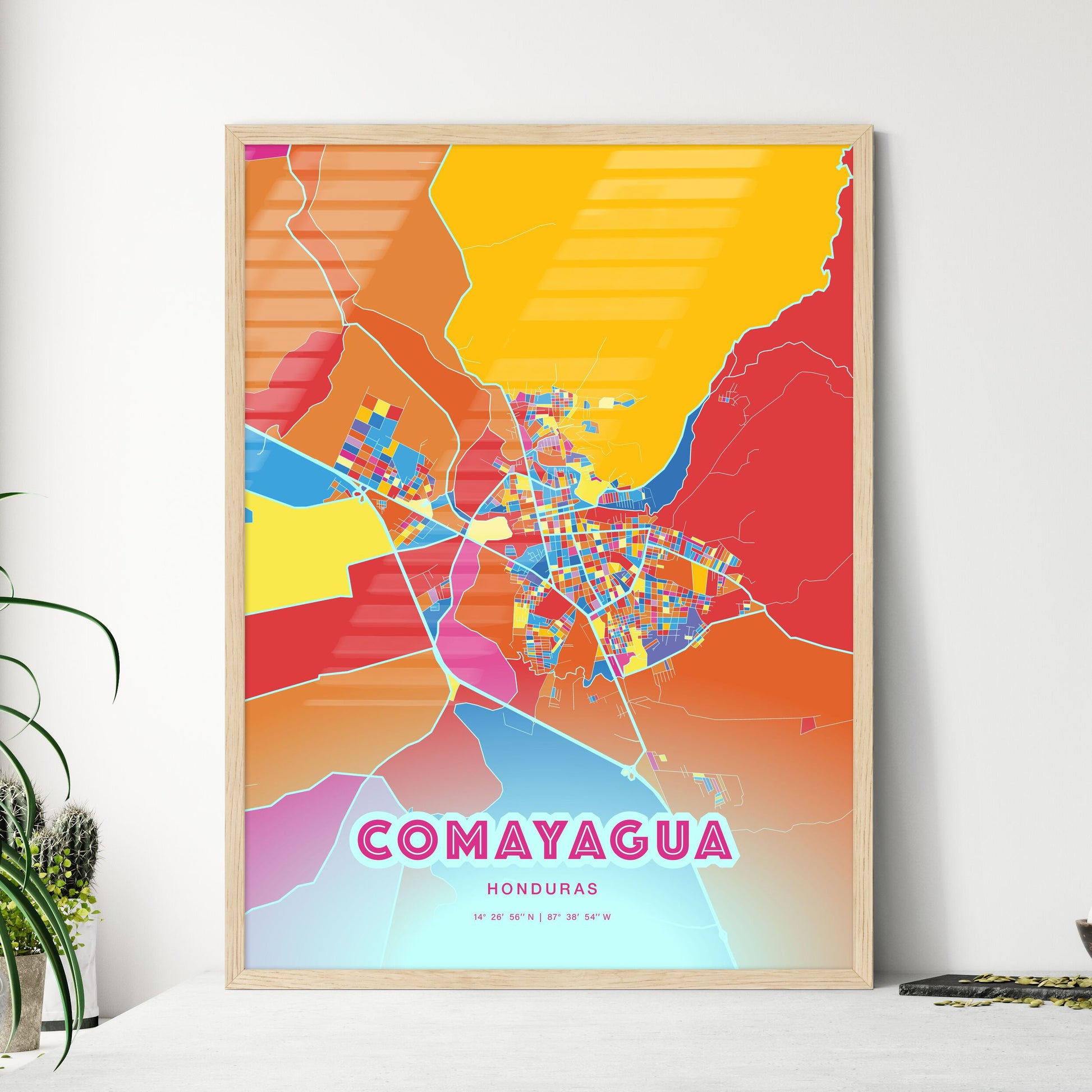 Colorful COMAYAGUA HONDURAS Fine Art Map Crazy Colors