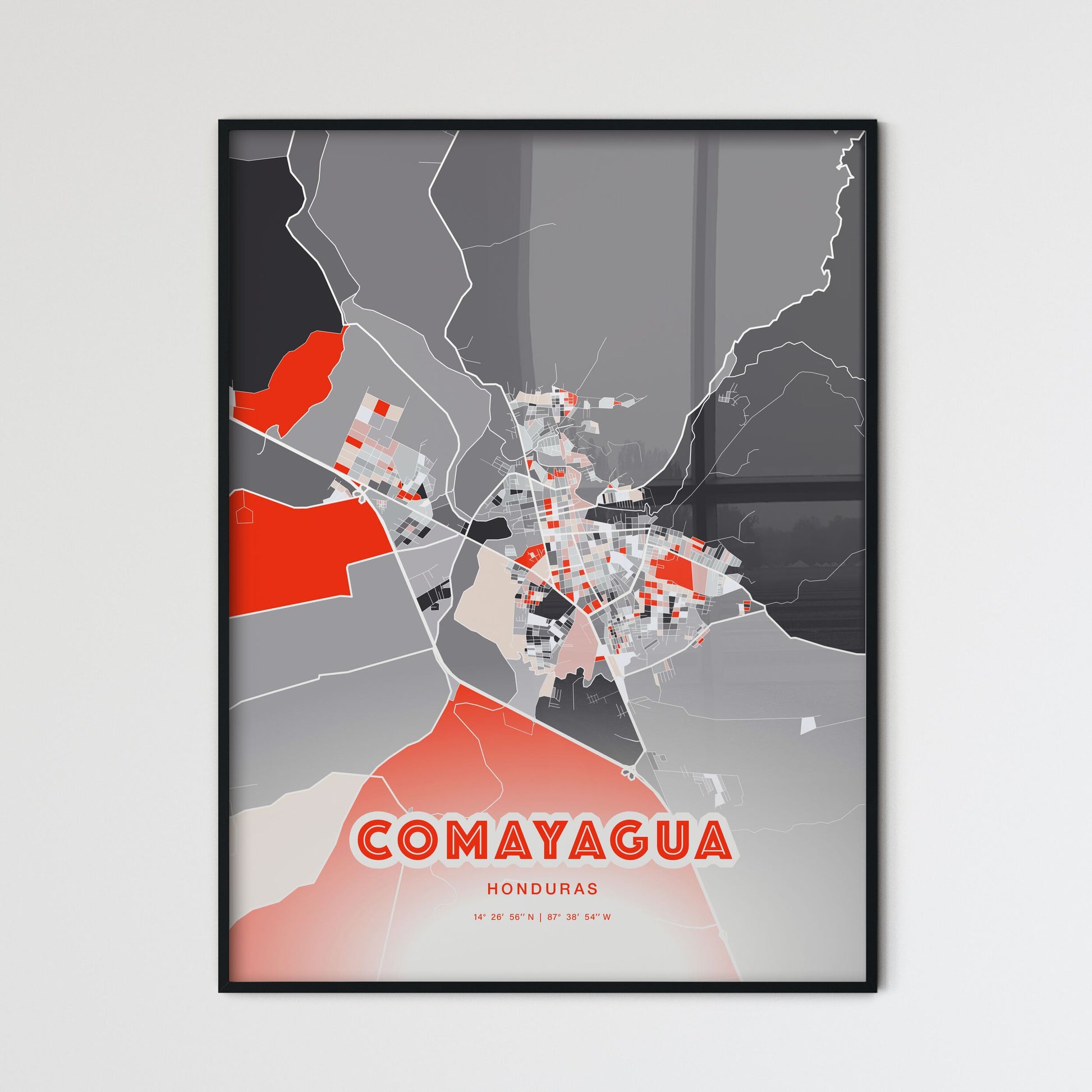 Colorful COMAYAGUA HONDURAS Fine Art Map Modern