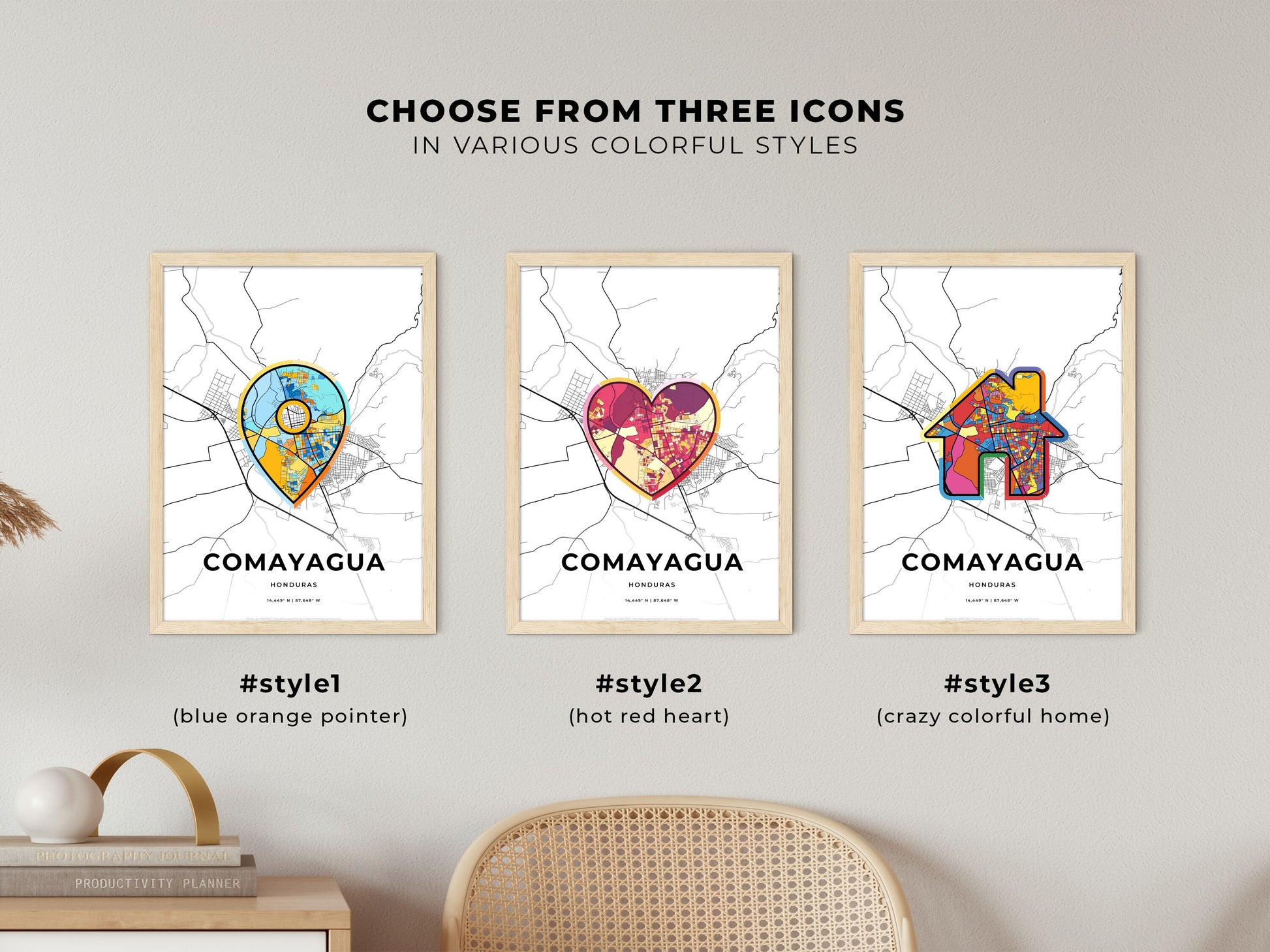 Comayagua Honduras maps with colorful icons