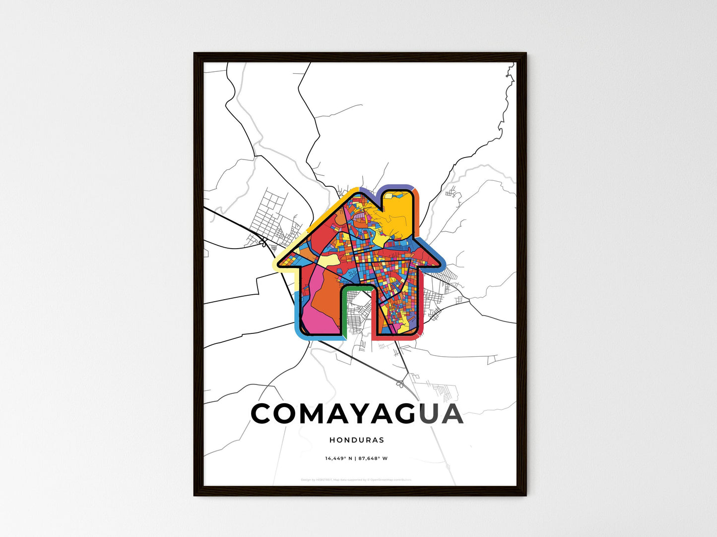 Comayagua Honduras wedding art map with home icon