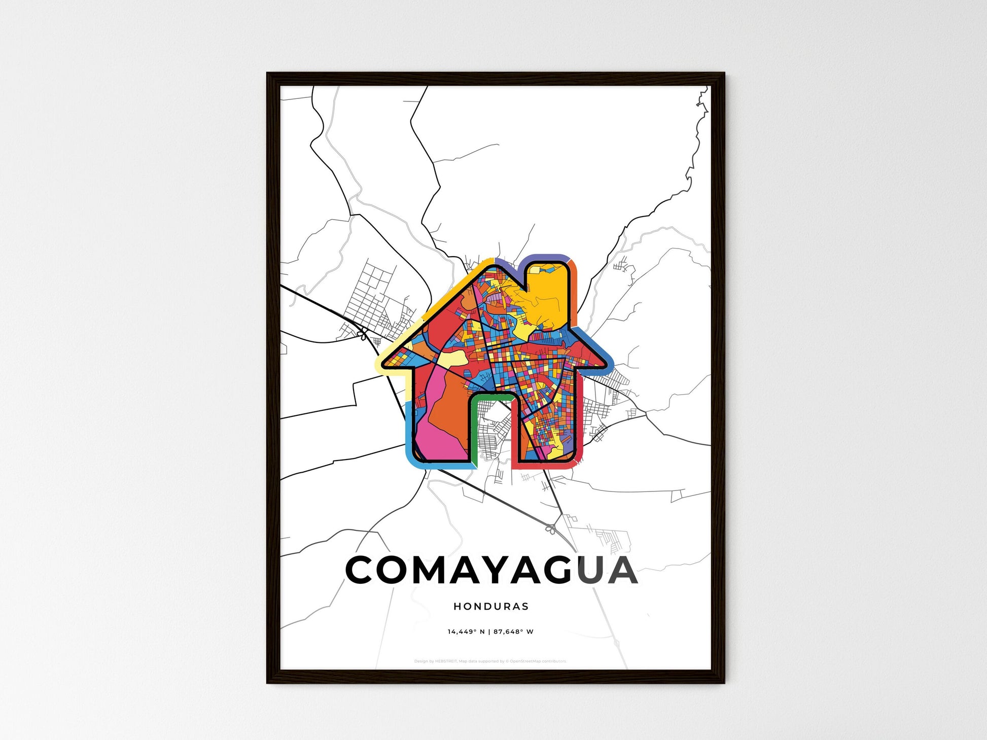 Comayagua Honduras wedding art map with home icon
