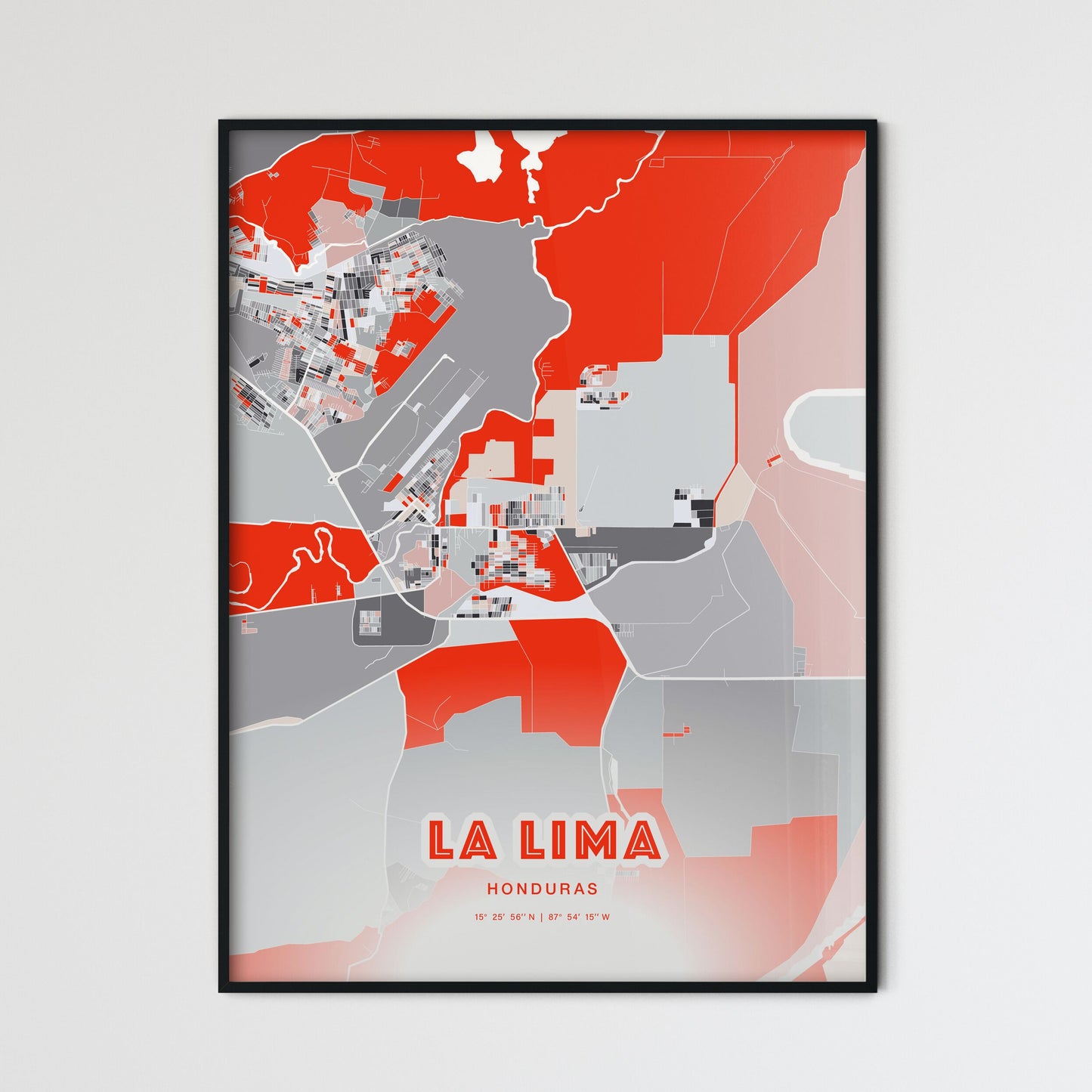 Colorful LA LIMA HONDURAS Fine Art Map Modern