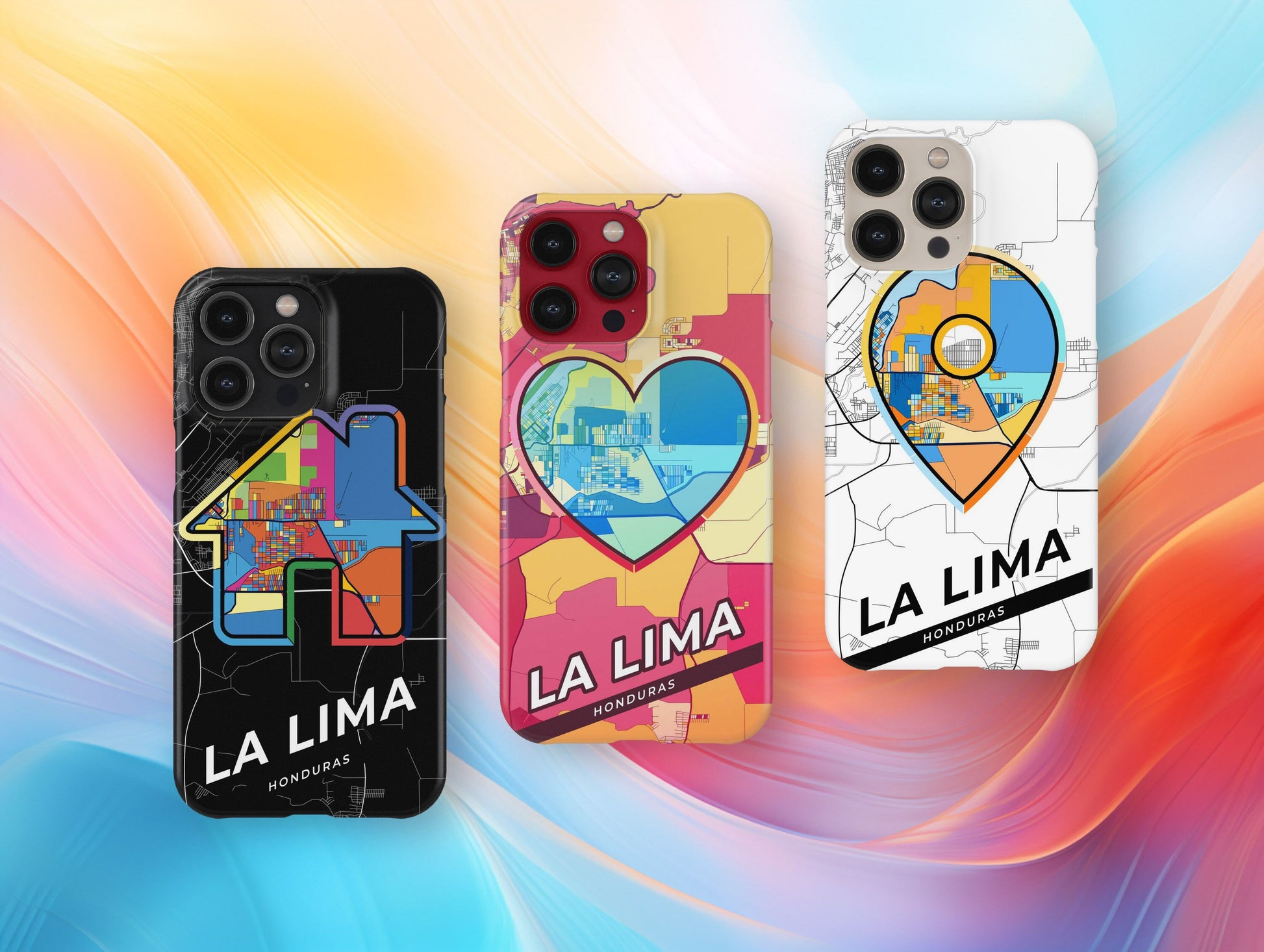 La Lima Honduras slim phone case with colorful icon. Birthday, wedding or housewarming gift. Couple match cases.