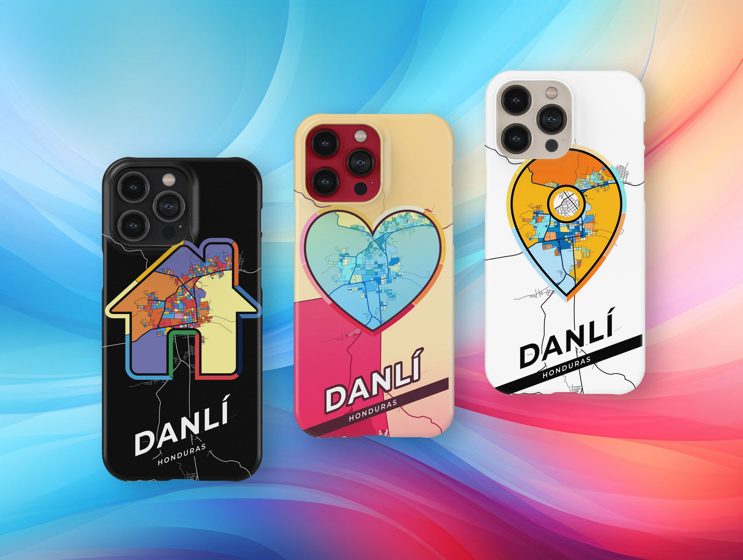 Danlí Honduras slim phone case with colorful icon. Birthday, wedding or housewarming gift. Couple match cases.