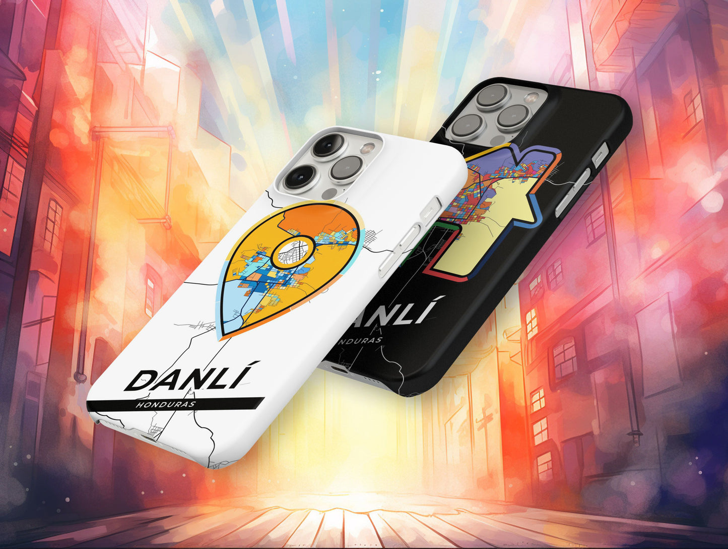 Danlí Honduras slim phone case with colorful icon. Birthday, wedding or housewarming gift. Couple match cases.