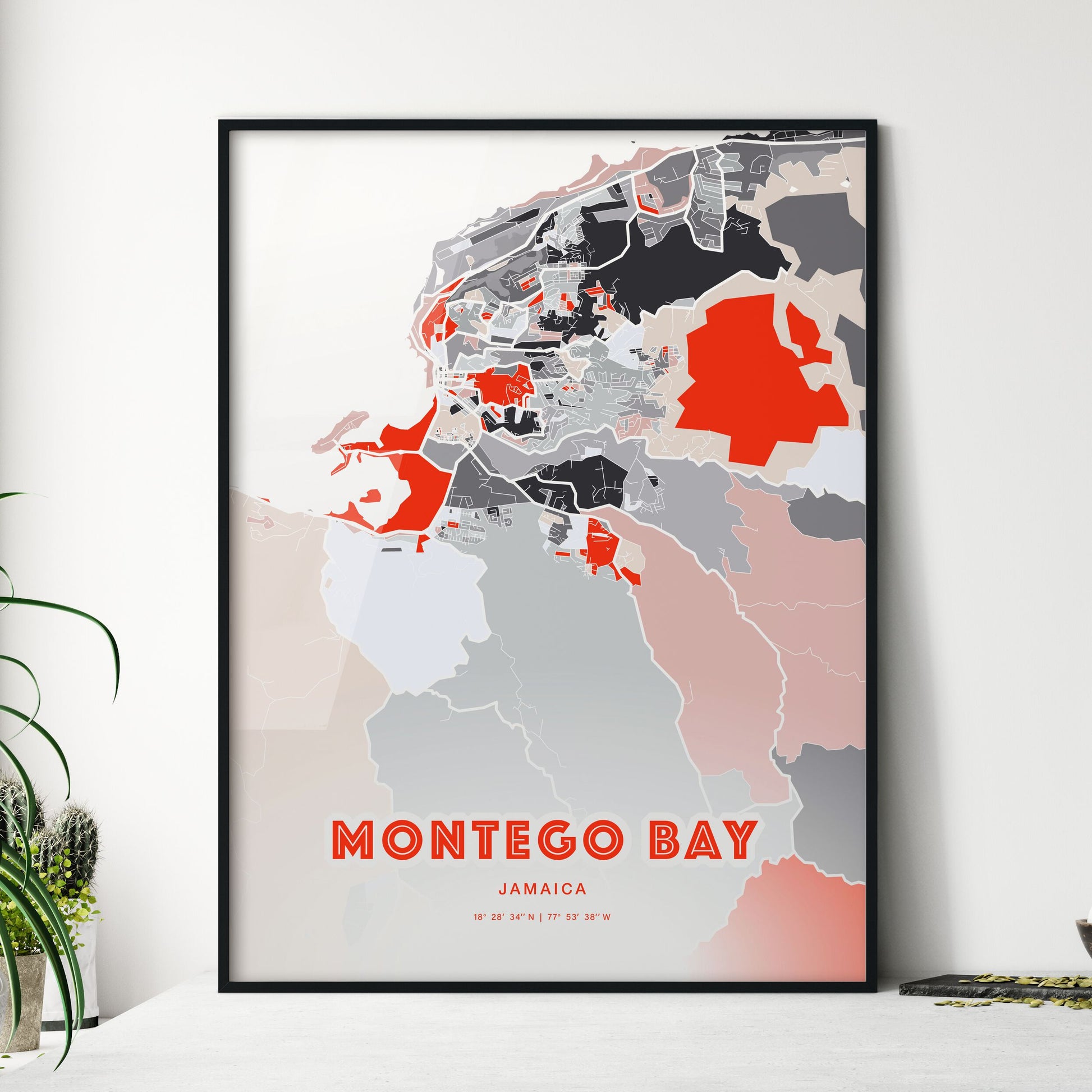 Colorful MONTEGO BAY JAMAICA Fine Art Map Modern