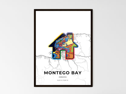 MONTEGO BAY JAMAICA minimal art map with a colorful icon. Style 3