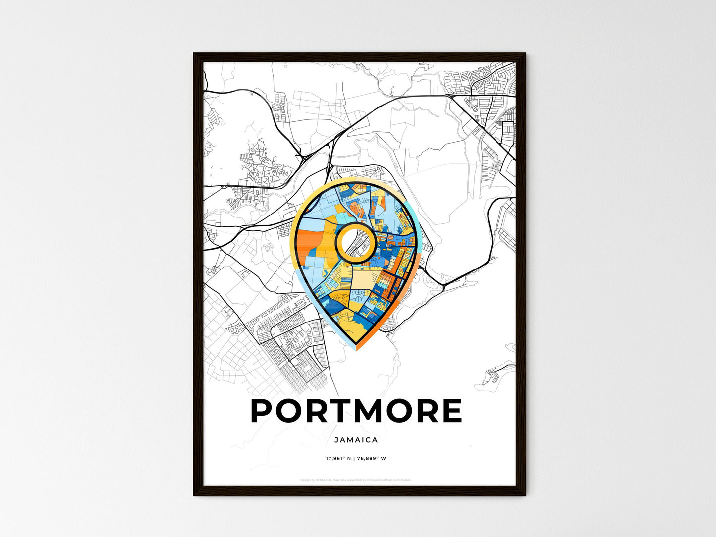 Portmore Jamaica wedding art map with pointer icon