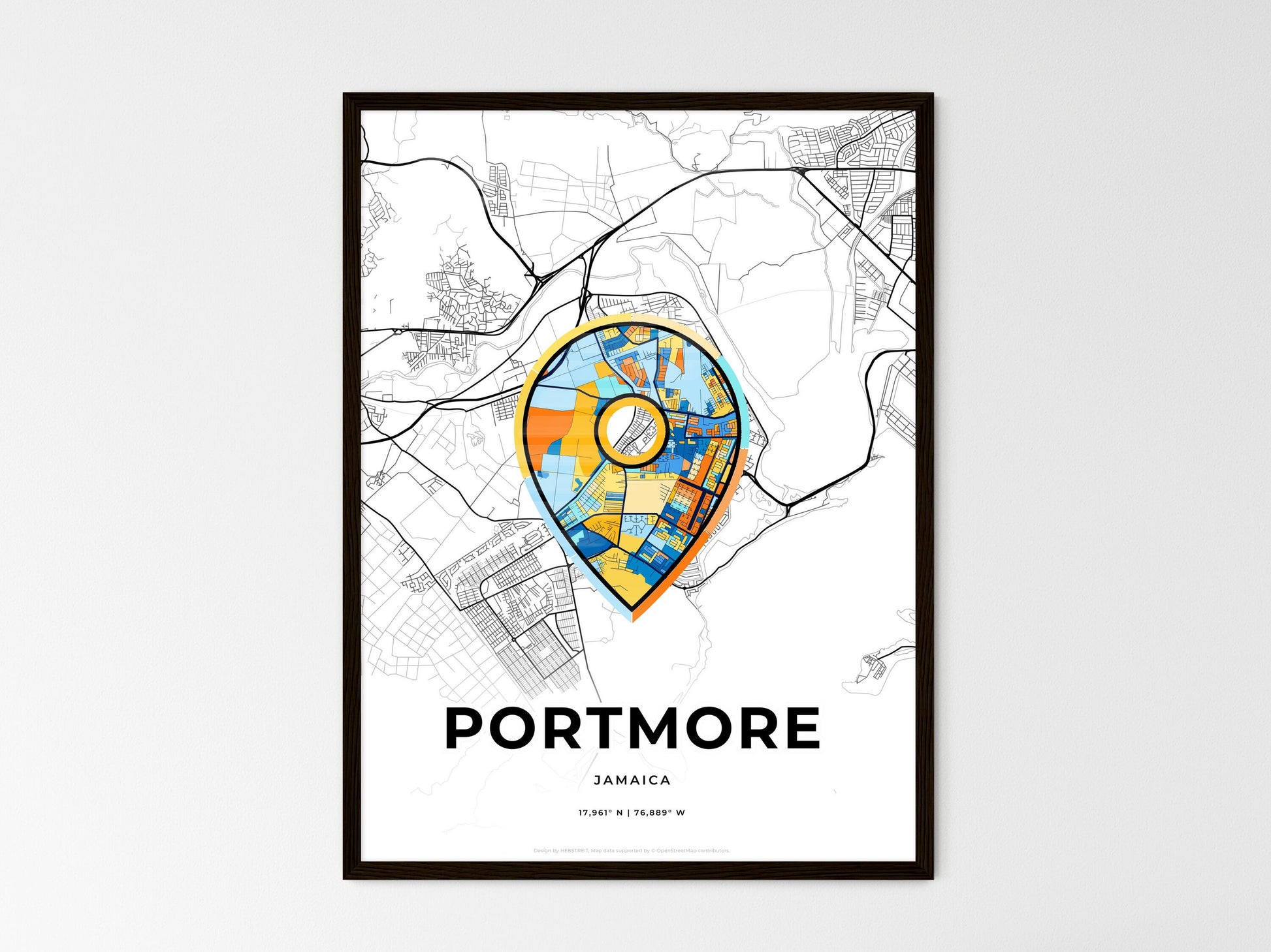 Portmore Jamaica wedding art map with pointer icon