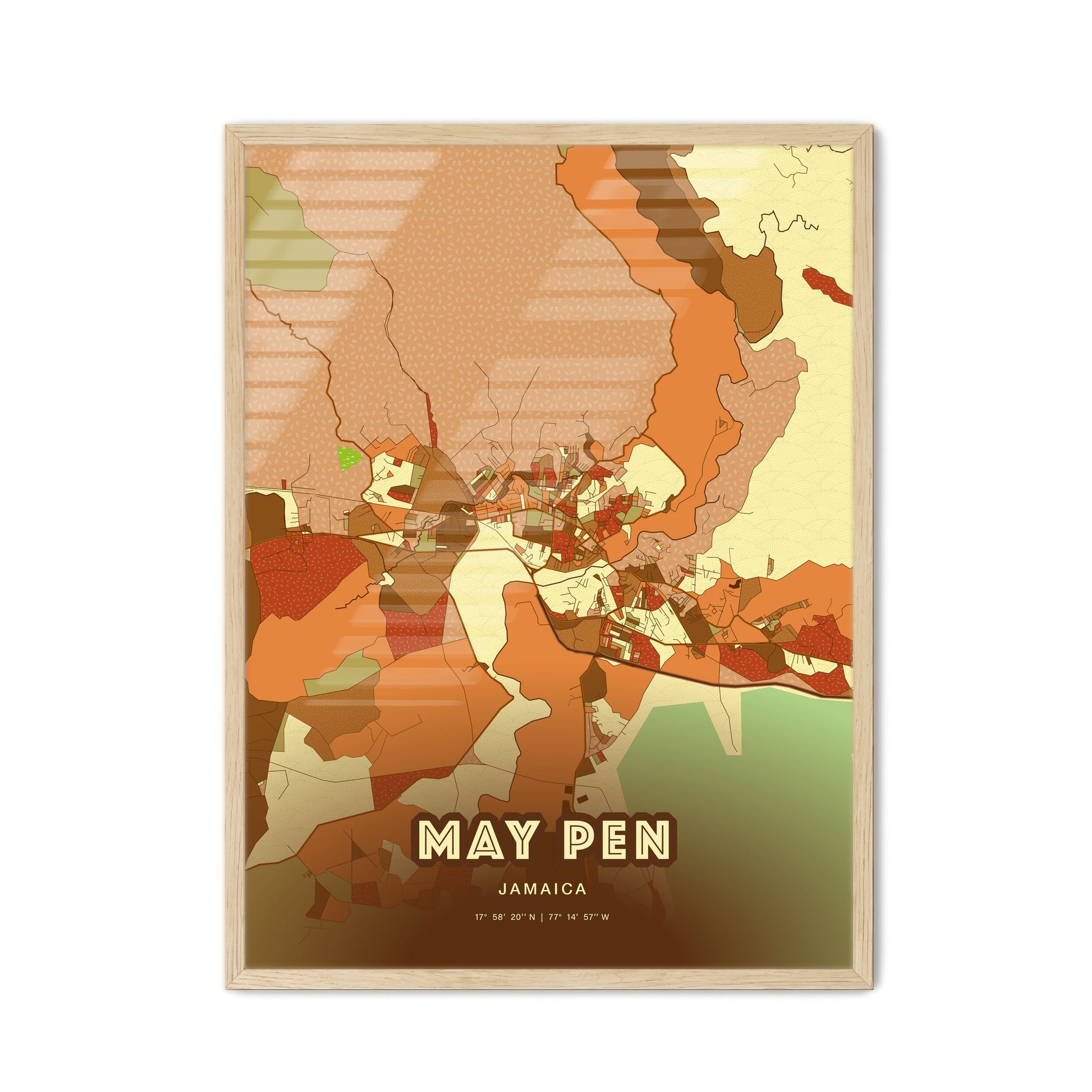 Colorful MAY PEN JAMAICA Fine Art Map Farmhouse