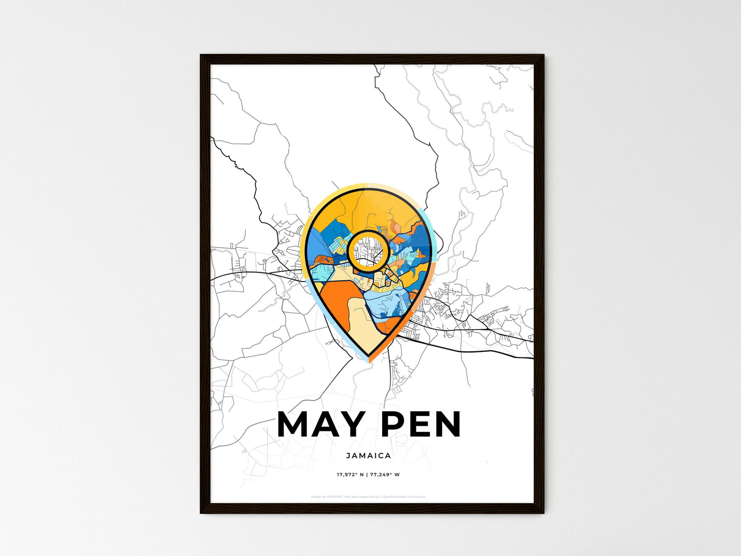 May Pen Jamaica wedding art map with pointer icon