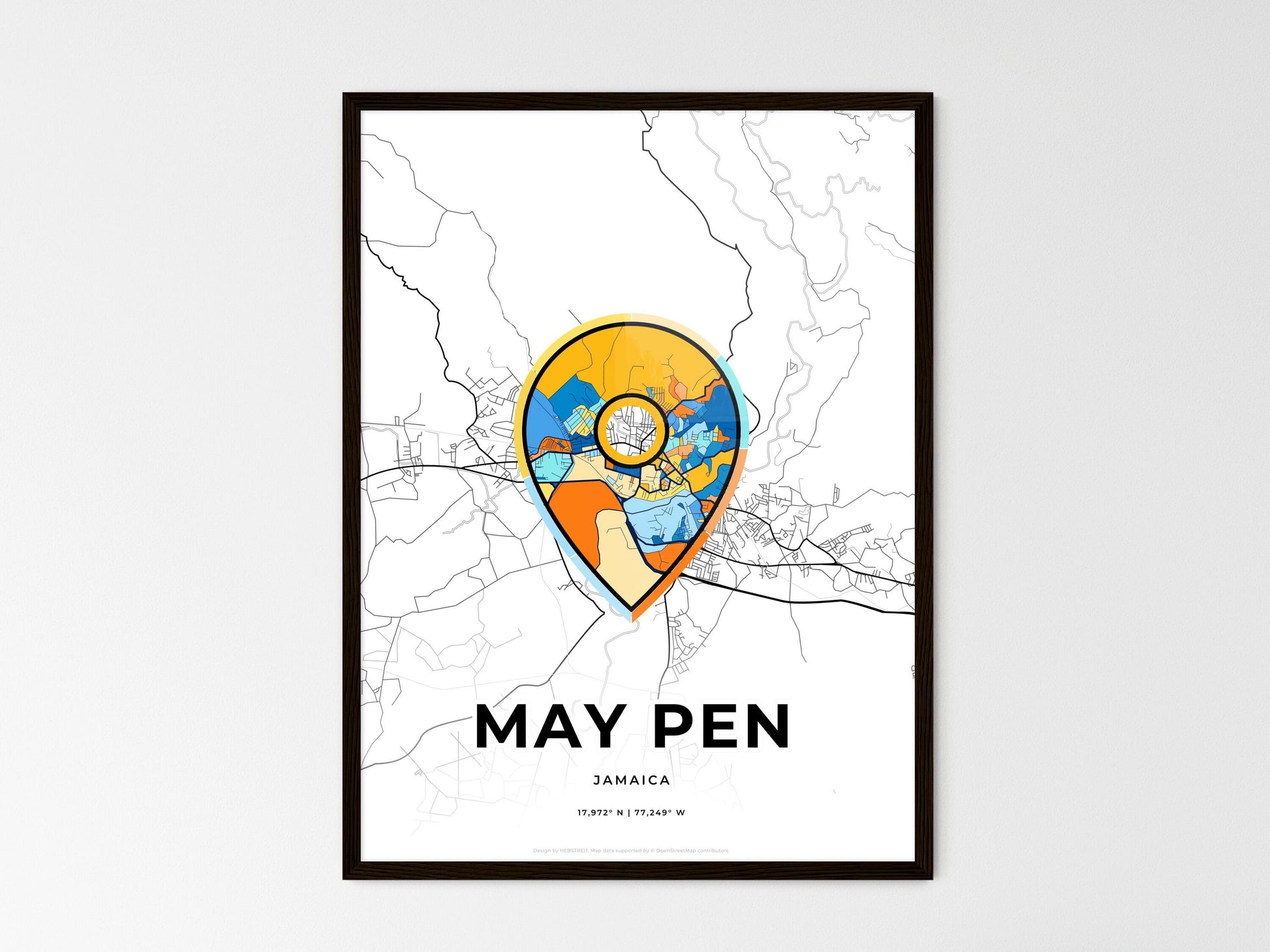 May Pen Jamaica wedding art map with pointer icon