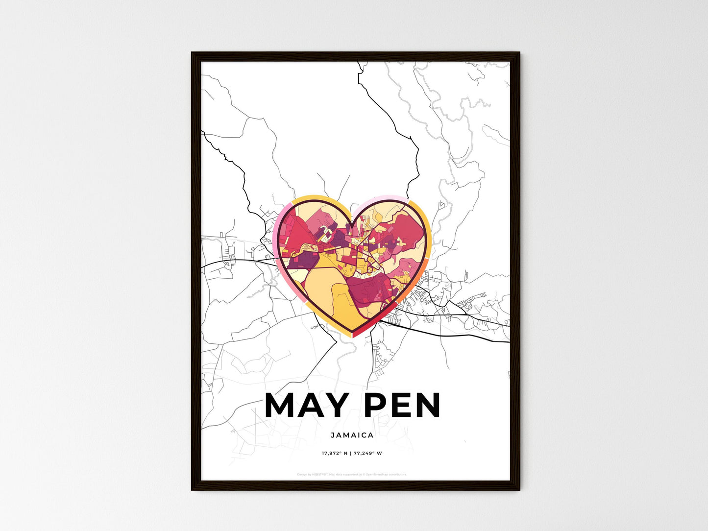 May Pen Jamaica wedding art map with heart icon
