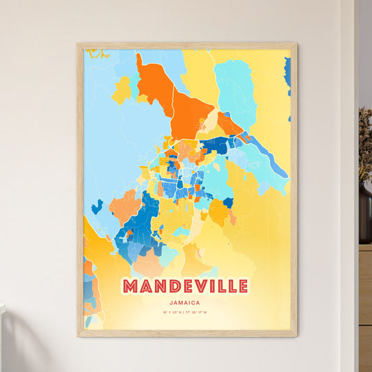 Colorful MANDEVILLE JAMAICA Fine Art Map Blue Orange