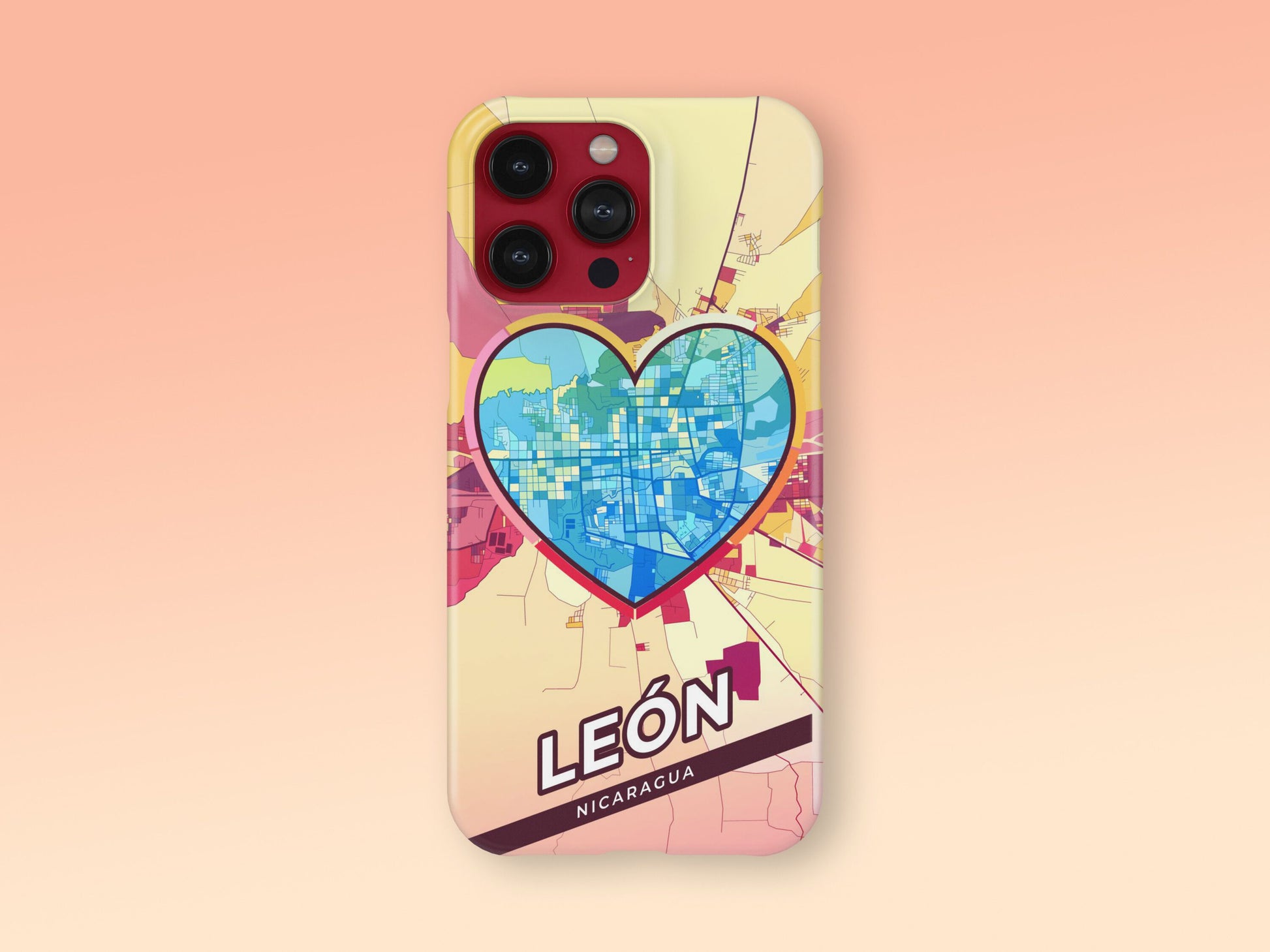 León Nicaragua slim phone case with colorful icon. Birthday, wedding or housewarming gift. Couple match cases. 2