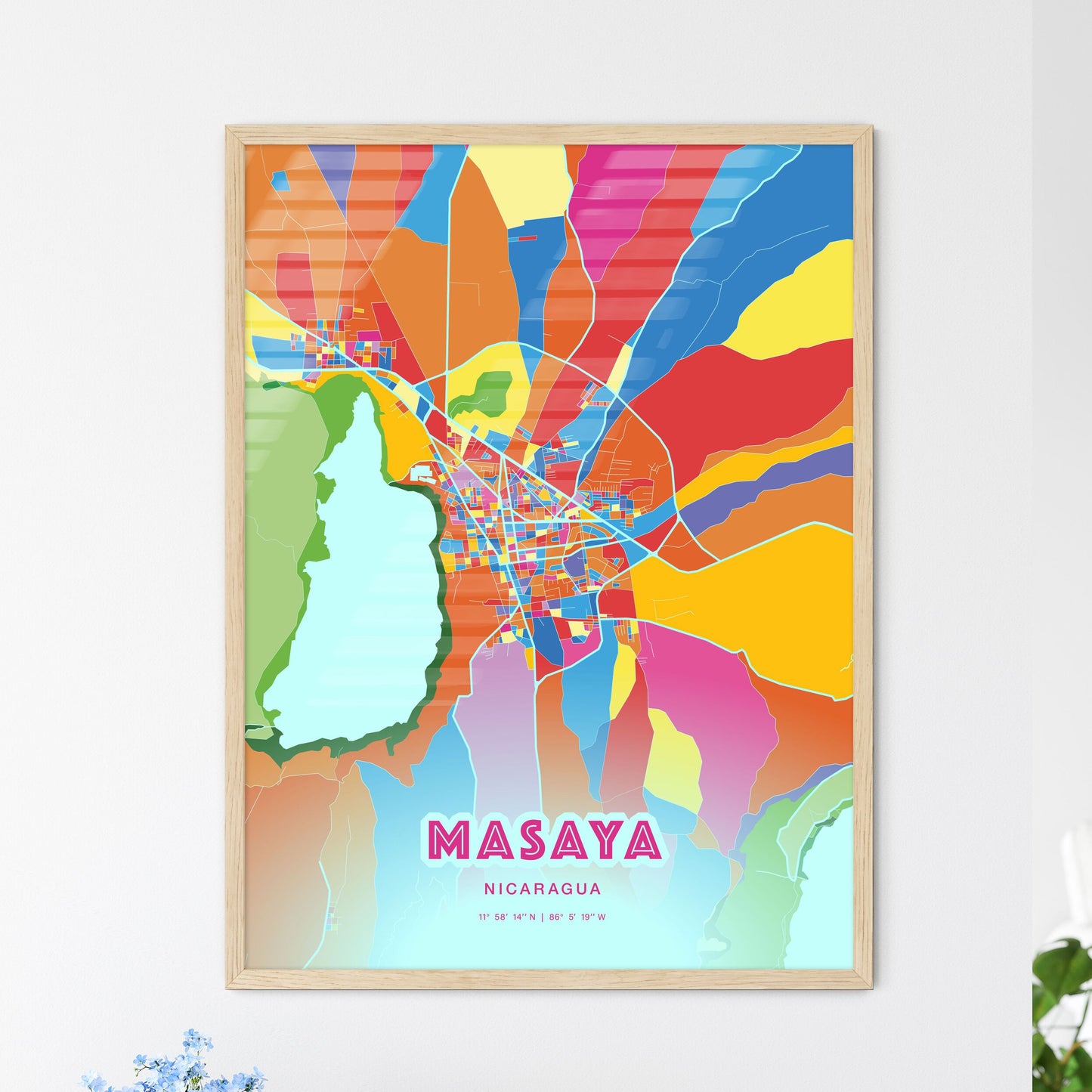 Colorful MASAYA NICARAGUA Fine Art Map Crazy Colors