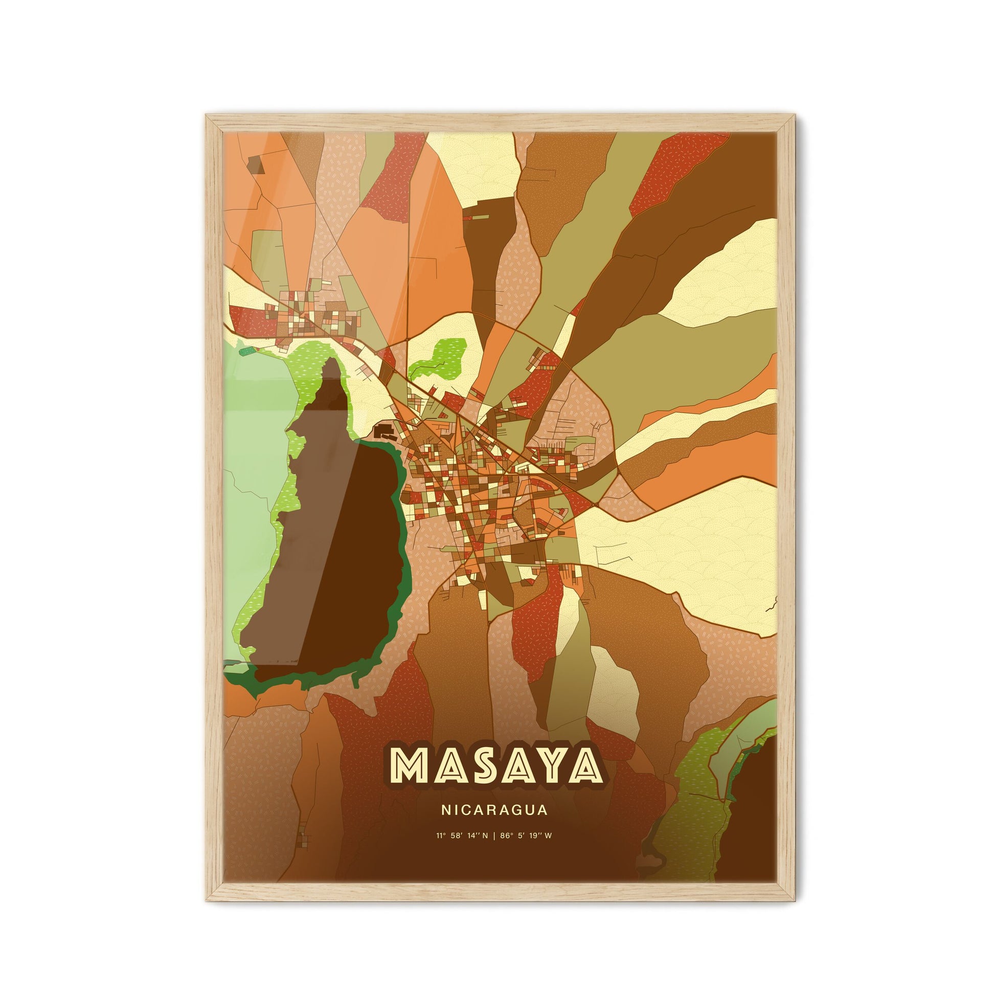 Colorful MASAYA NICARAGUA Fine Art Map Farmhouse