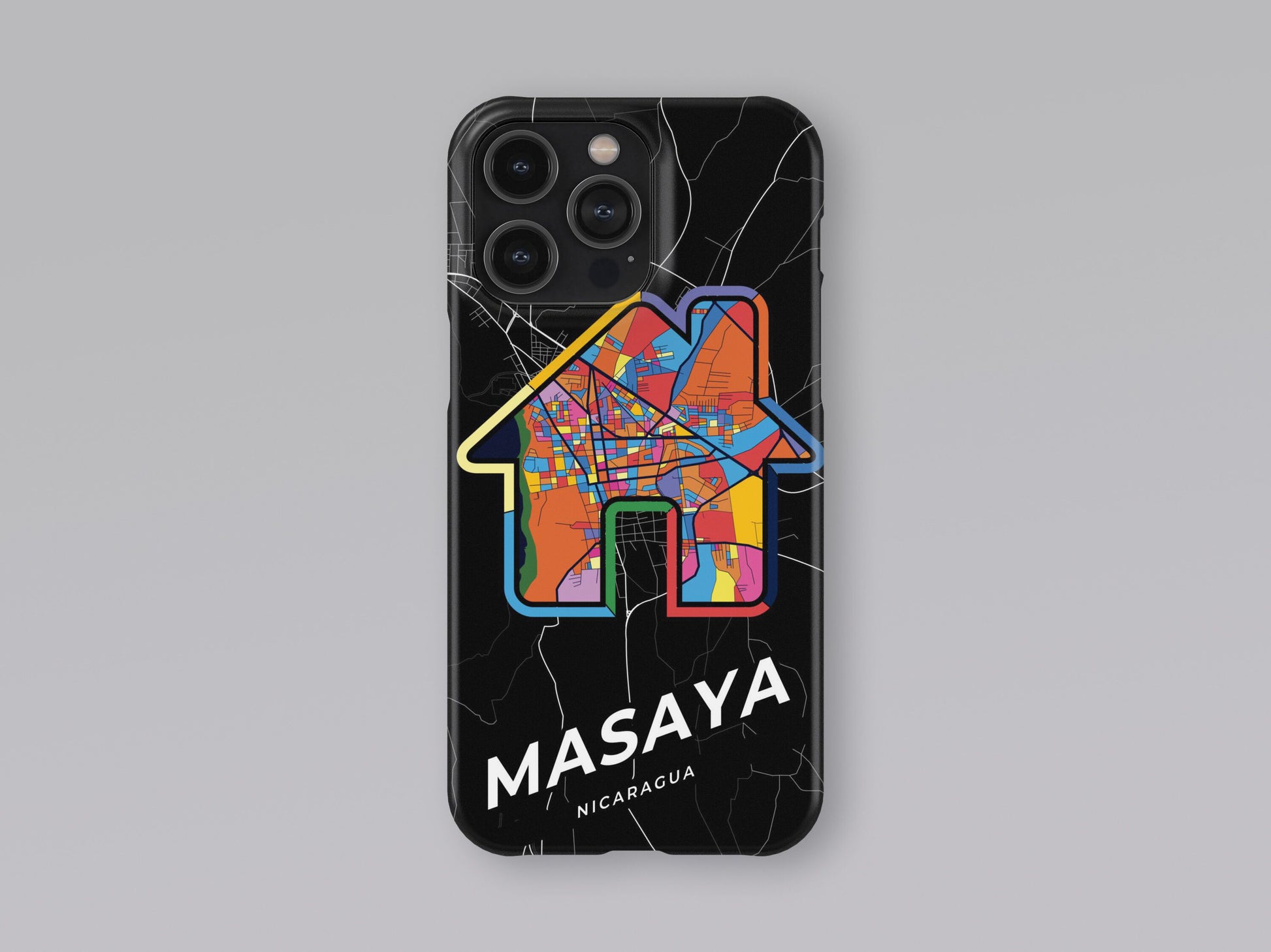 Masaya Nicaragua slim phone case with colorful icon. Birthday, wedding or housewarming gift. Couple match cases. 3