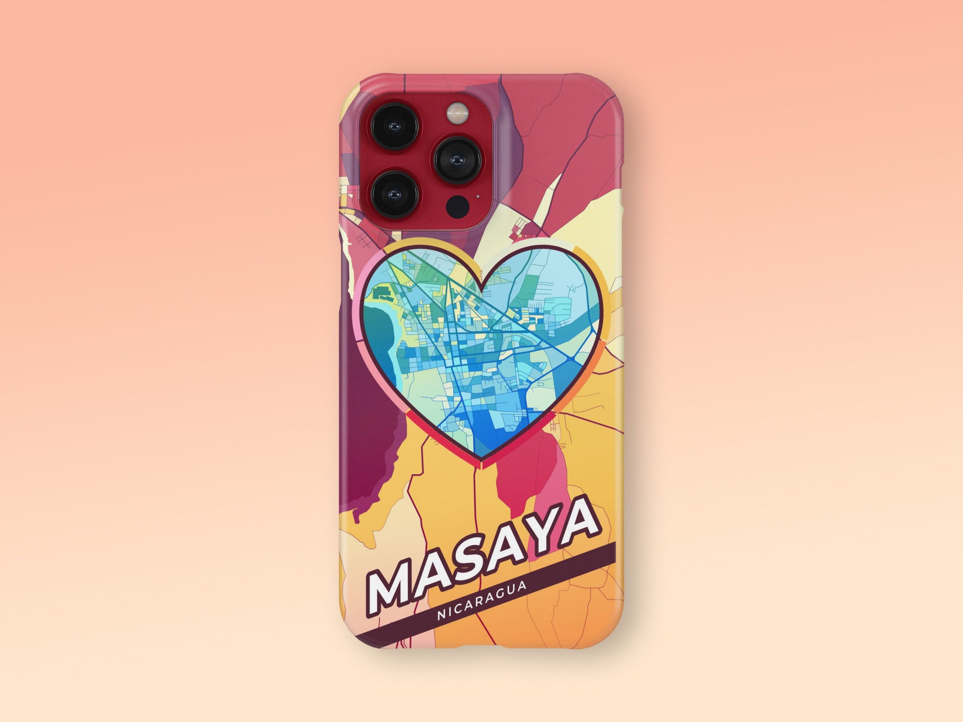 Masaya Nicaragua slim phone case with colorful icon. Birthday, wedding or housewarming gift. Couple match cases. 2
