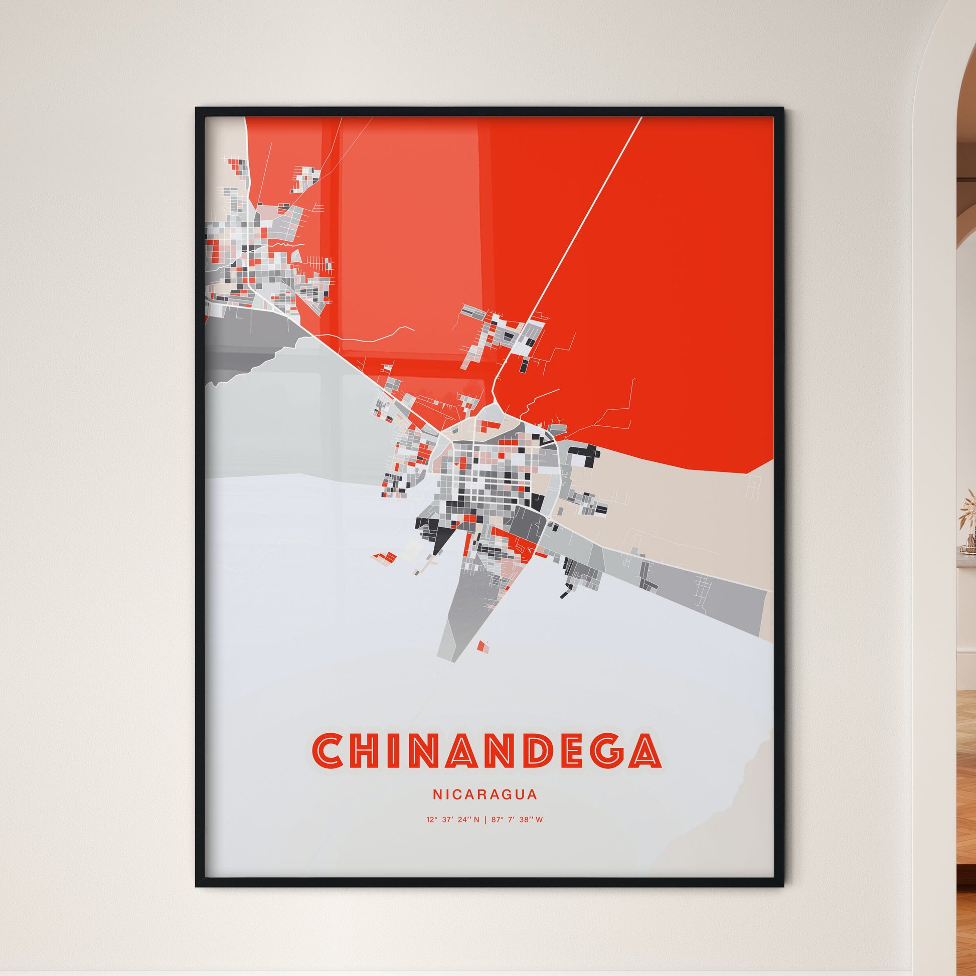 Colorful CHINANDEGA NICARAGUA Fine Art Map Modern